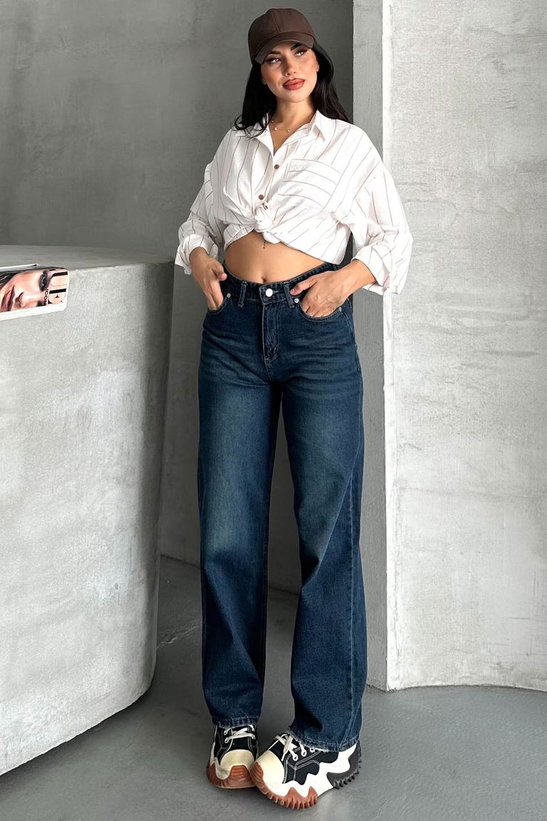 Palazzo Pantolon Koyu Mavi - 27358 - TOFİSA