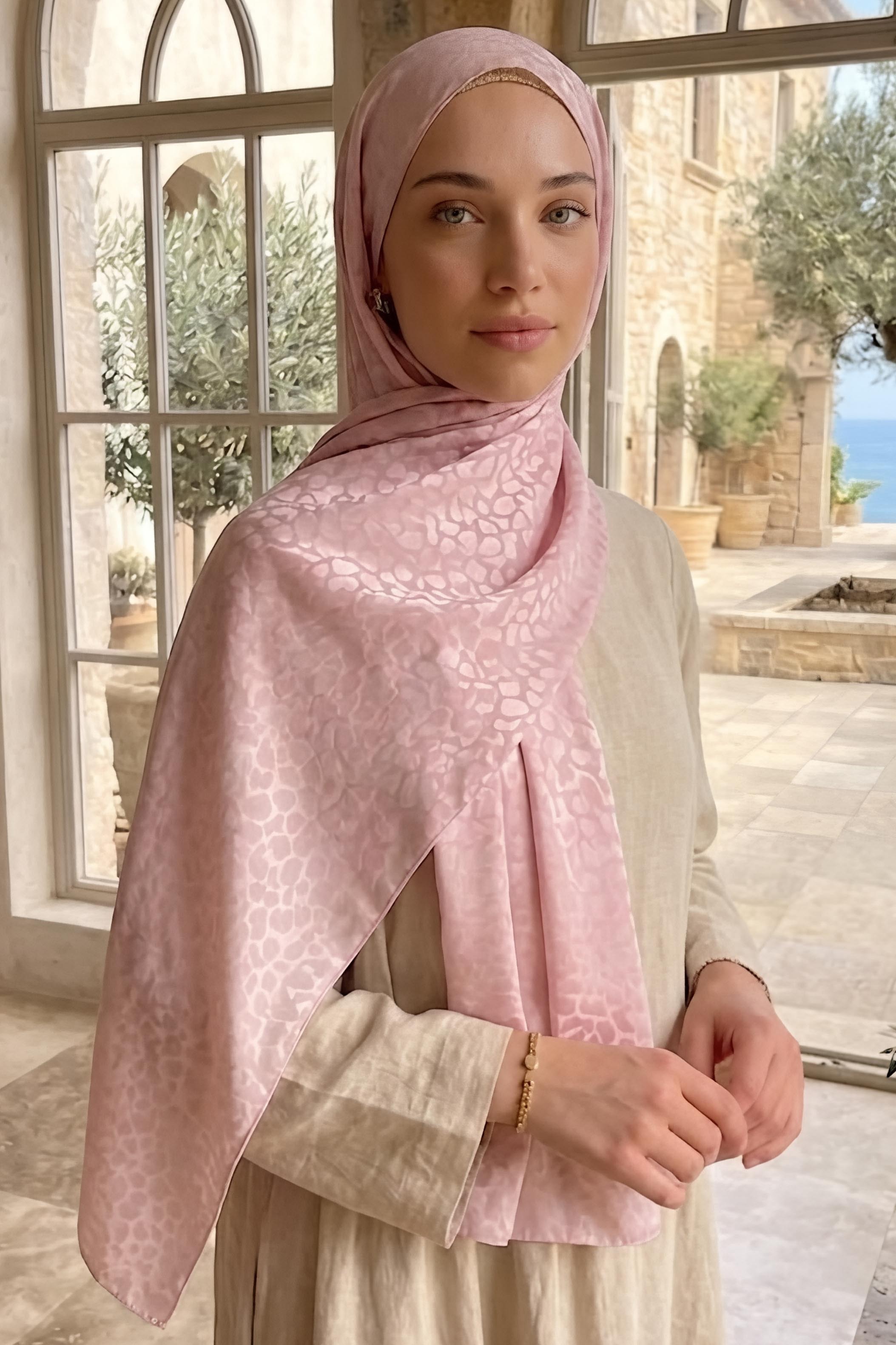 Pamuklu Jakar Şal Pembe - 28806-PEMBE - 1