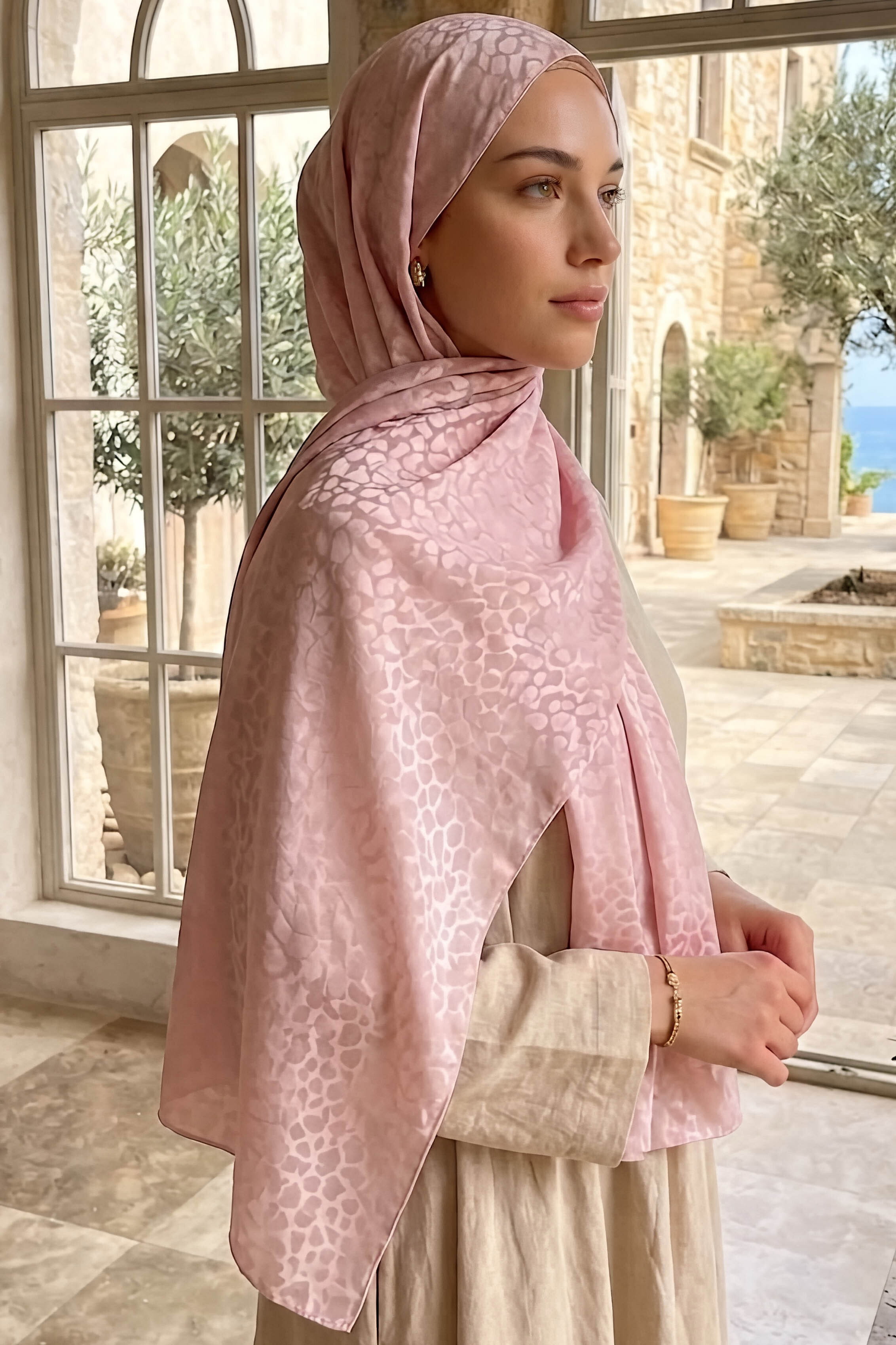 Pamuklu Jakar Şal Pembe - 28806-PEMBE - 2