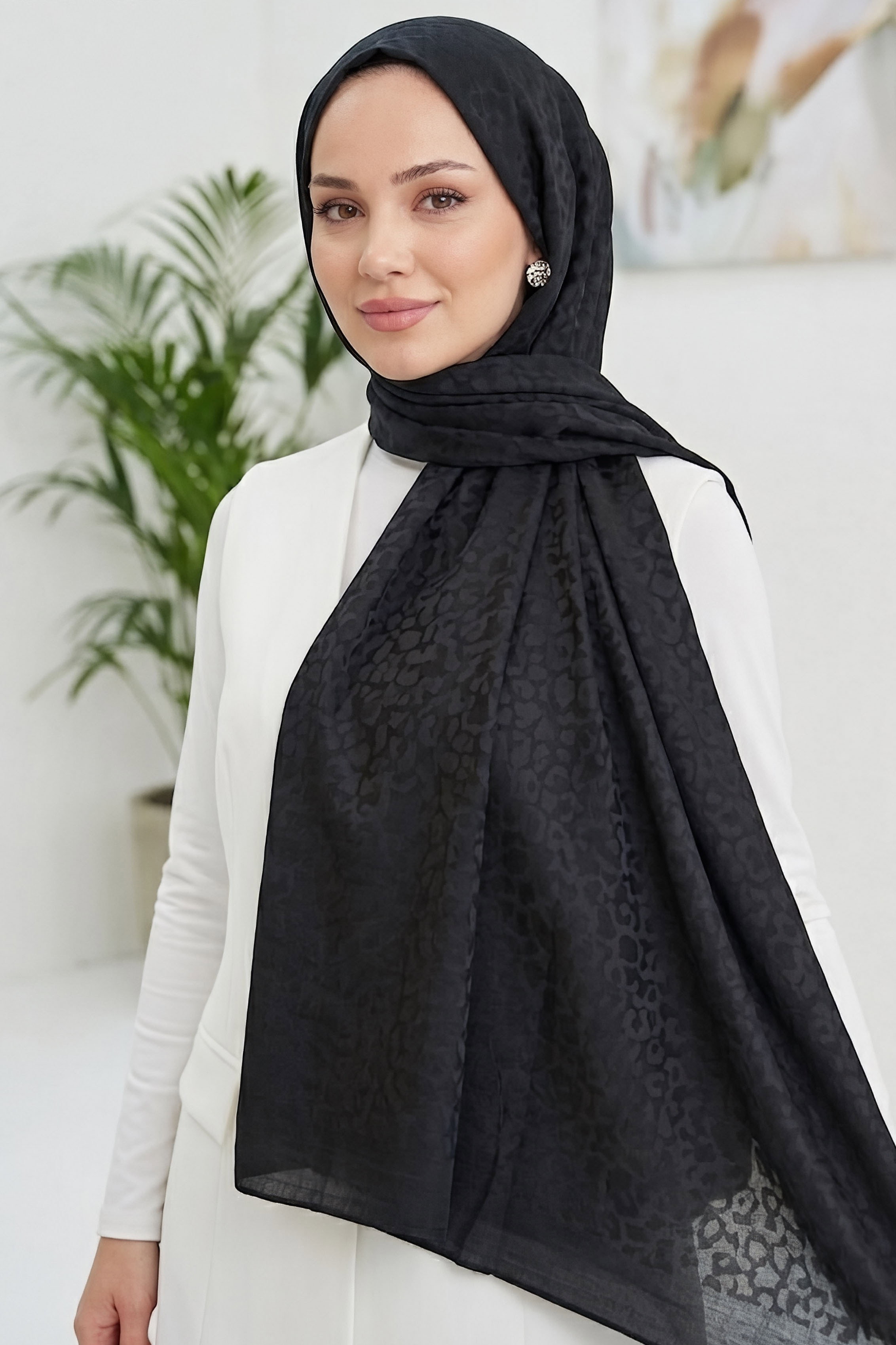 Pamuklu Jakar Şal Siyah - 28806-SIYAH - 1