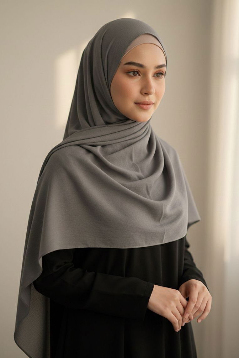 Pamuklu Vual Şal - 28245-ANTRASIT - 1