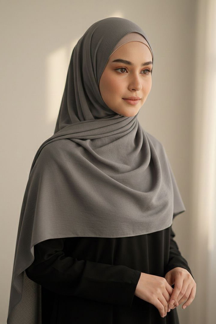 Pamuklu Vual Şal - 28245-ANTRASIT - 1