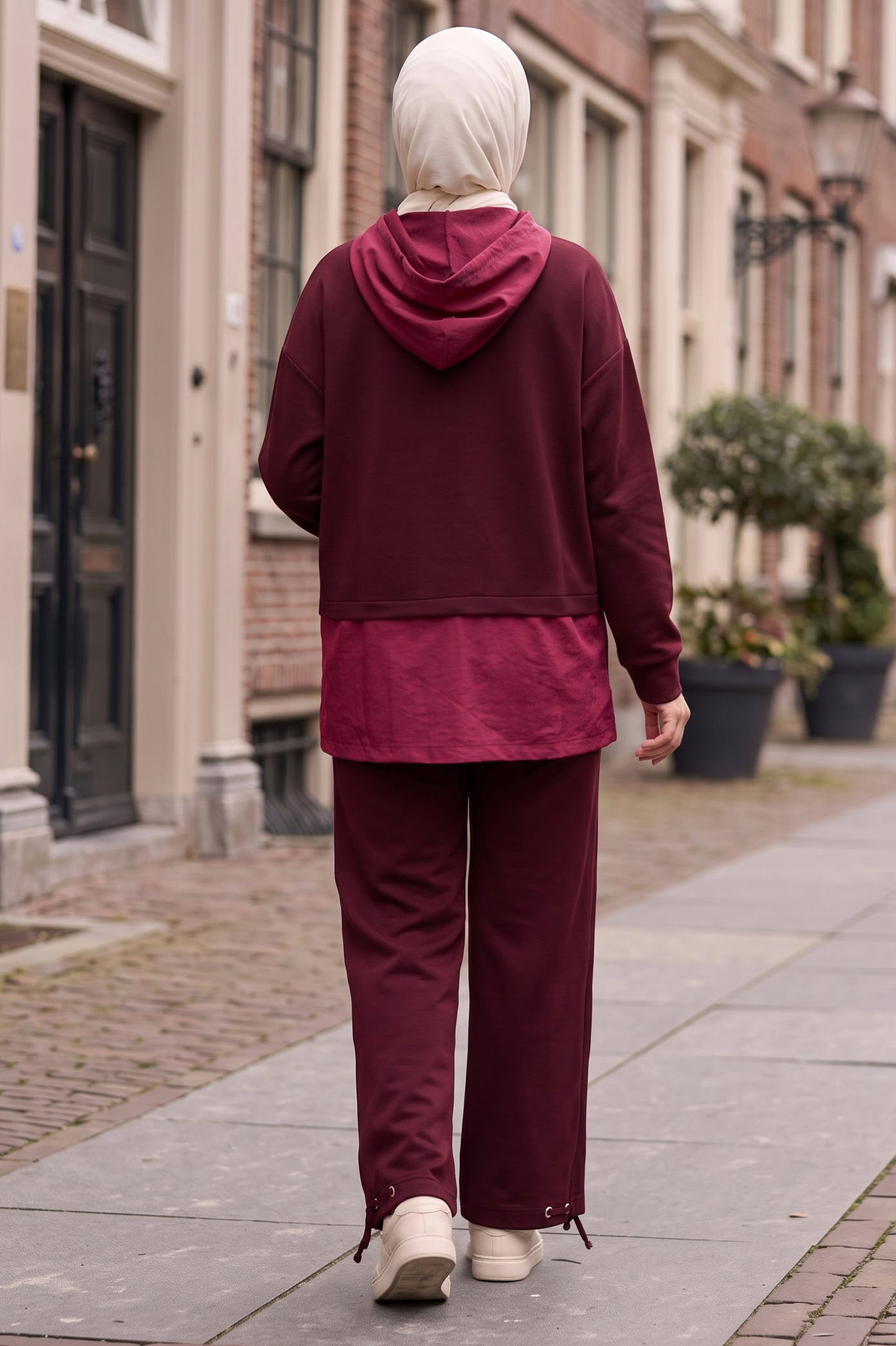 Paraşüt Garnili Oysh Modal İkili Takım Bordo - 40005-BORDO - 4