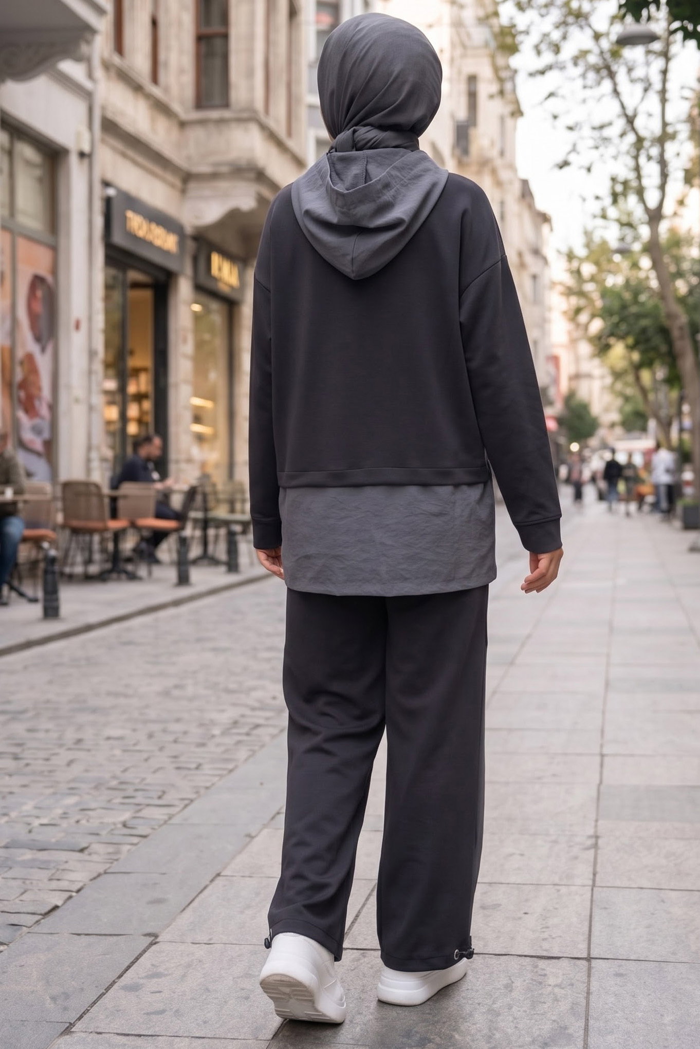 Paraşüt Garnili Oysh Modal İkili Takım Füme - 40005-FUME - 3