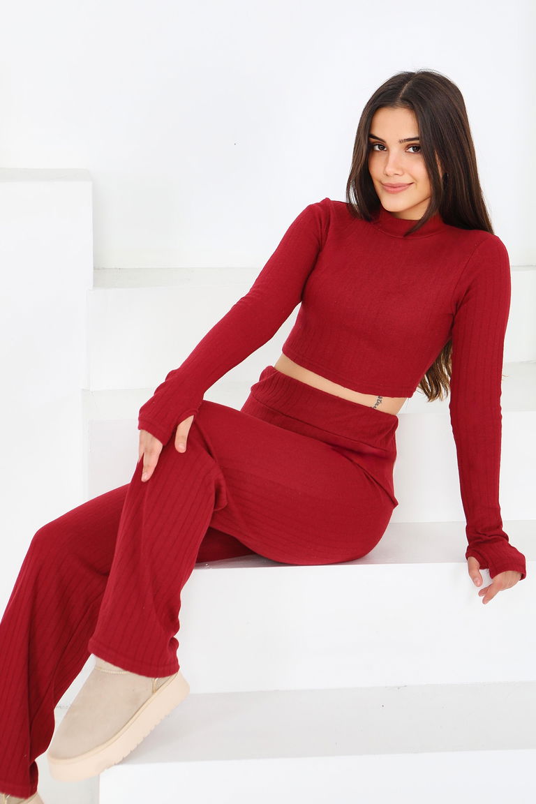 Parmak Geçmeli Kaşkorse İkili Takım - 27820-BORDO - TOFİSA