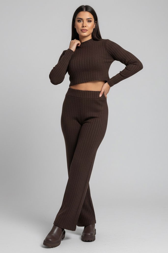 Parmak Geçmeli Kaşkorse İkili Takım - 27820-KAHVE - TOFİSA