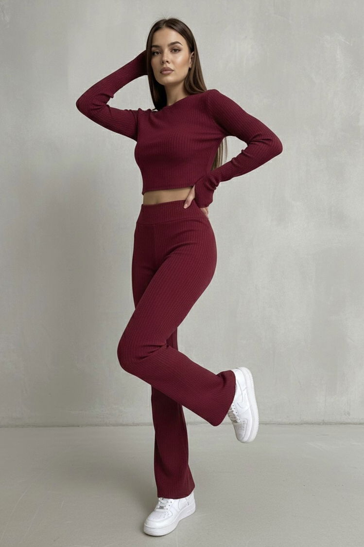 Parmak Geçmeli Kaşkorse İkili Takım - 27996-BORDO - 2