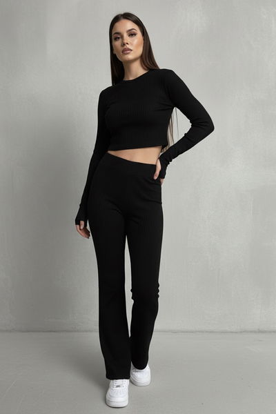 Parmak Geçmeli Kaşkorse İkili Takım - 27996-SIYAH 