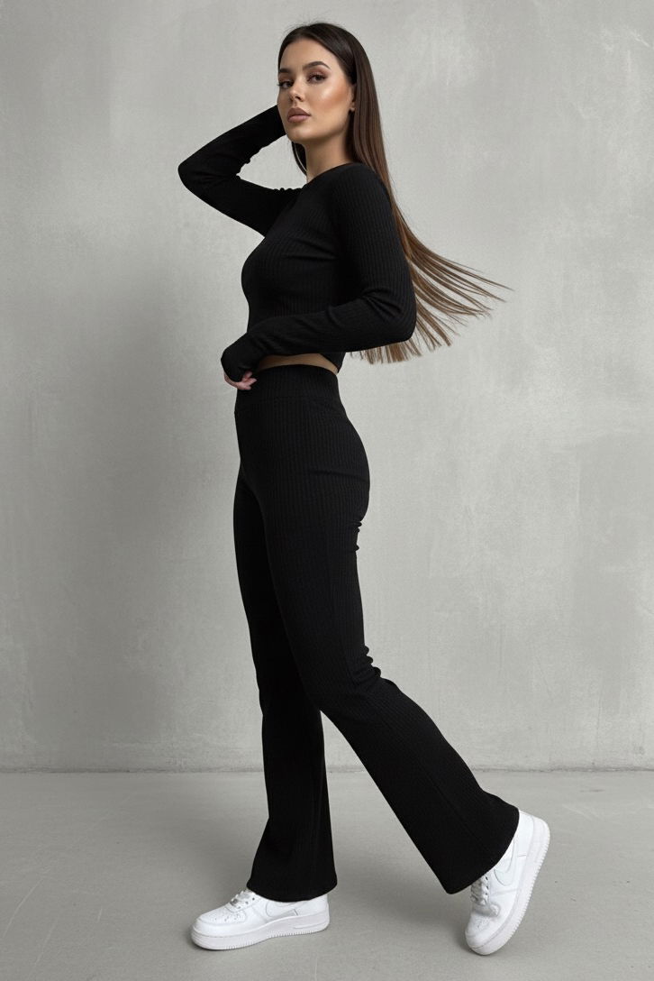 Parmak Geçmeli Kaşkorse İkili Takım - 27996-SIYAH - TOFİSA