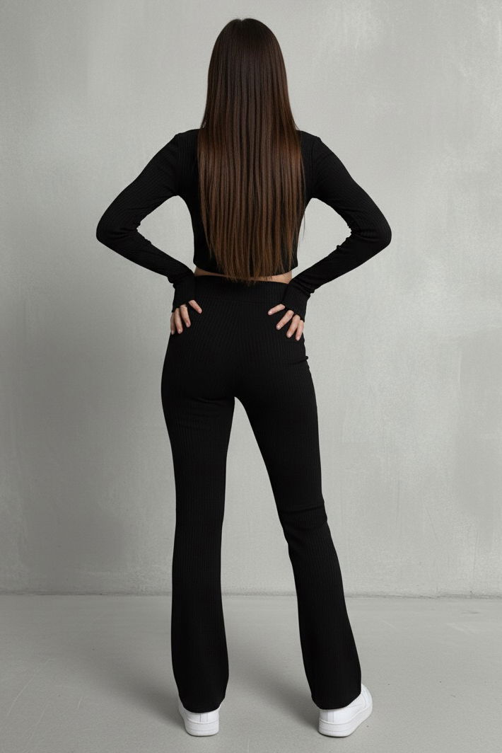 Parmak Geçmeli Kaşkorse İkili Takım - 27996-SIYAH - 4