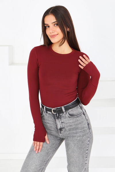 Parmak Geçmeli Modal Bady - 27800-BORDO 