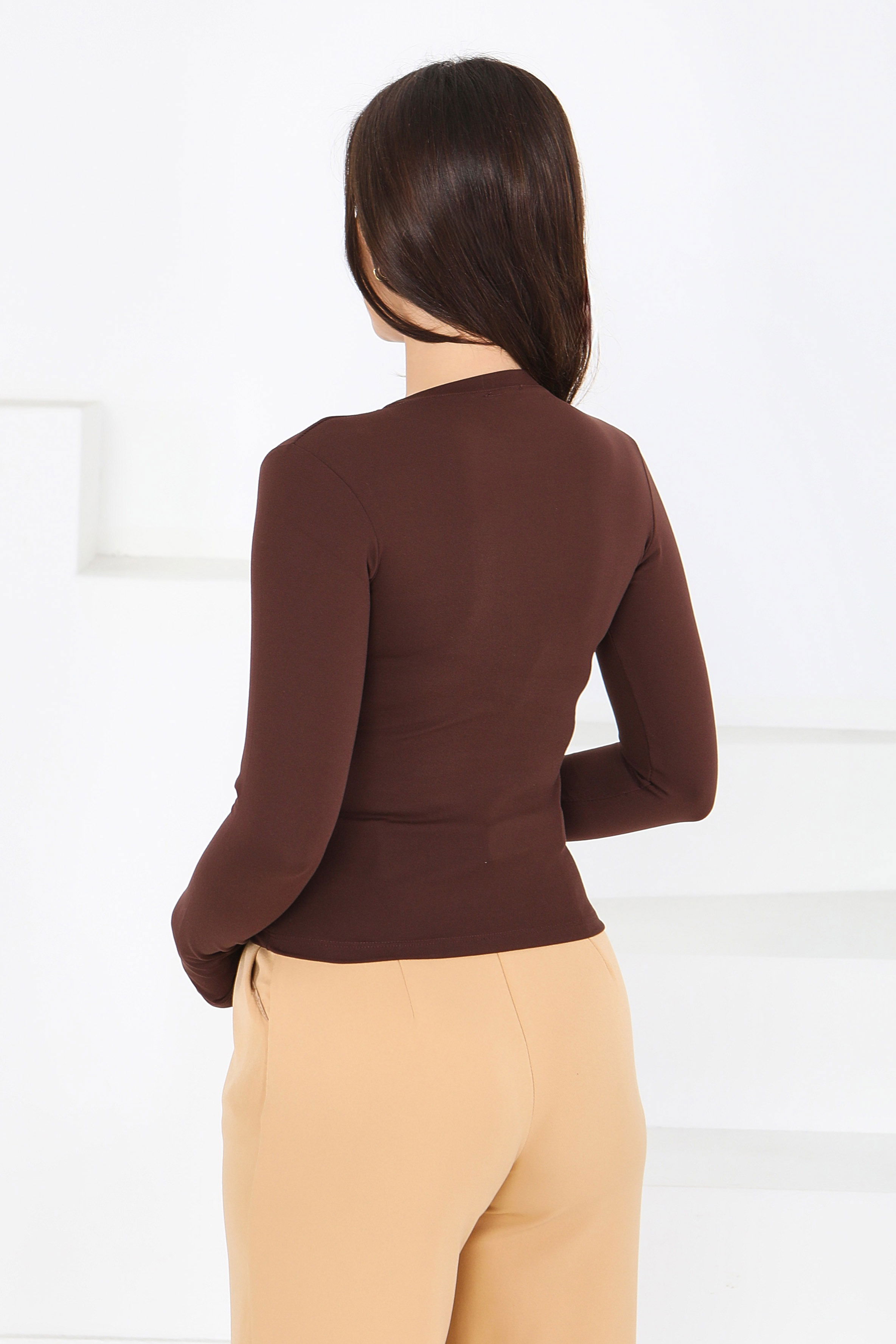 Parmak Geçmeli Modal Bady - 27800-KAHVE - 5