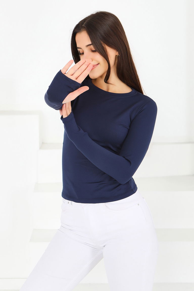 Parmak Geçmeli Modal Bady - 27800-LACIVERT - TOFİSA