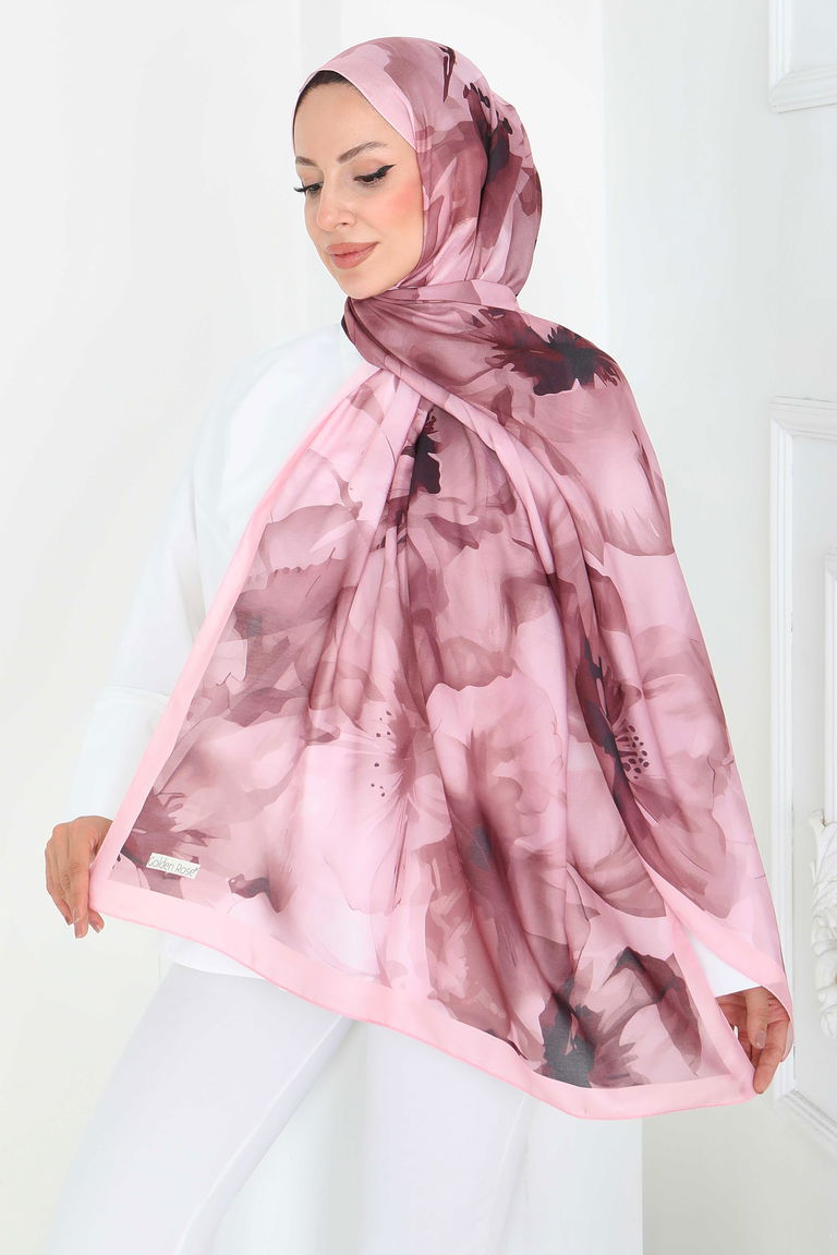 Pastel Flora Serisi Pamuk Şal - 27857-PEMBE - TOFİSA