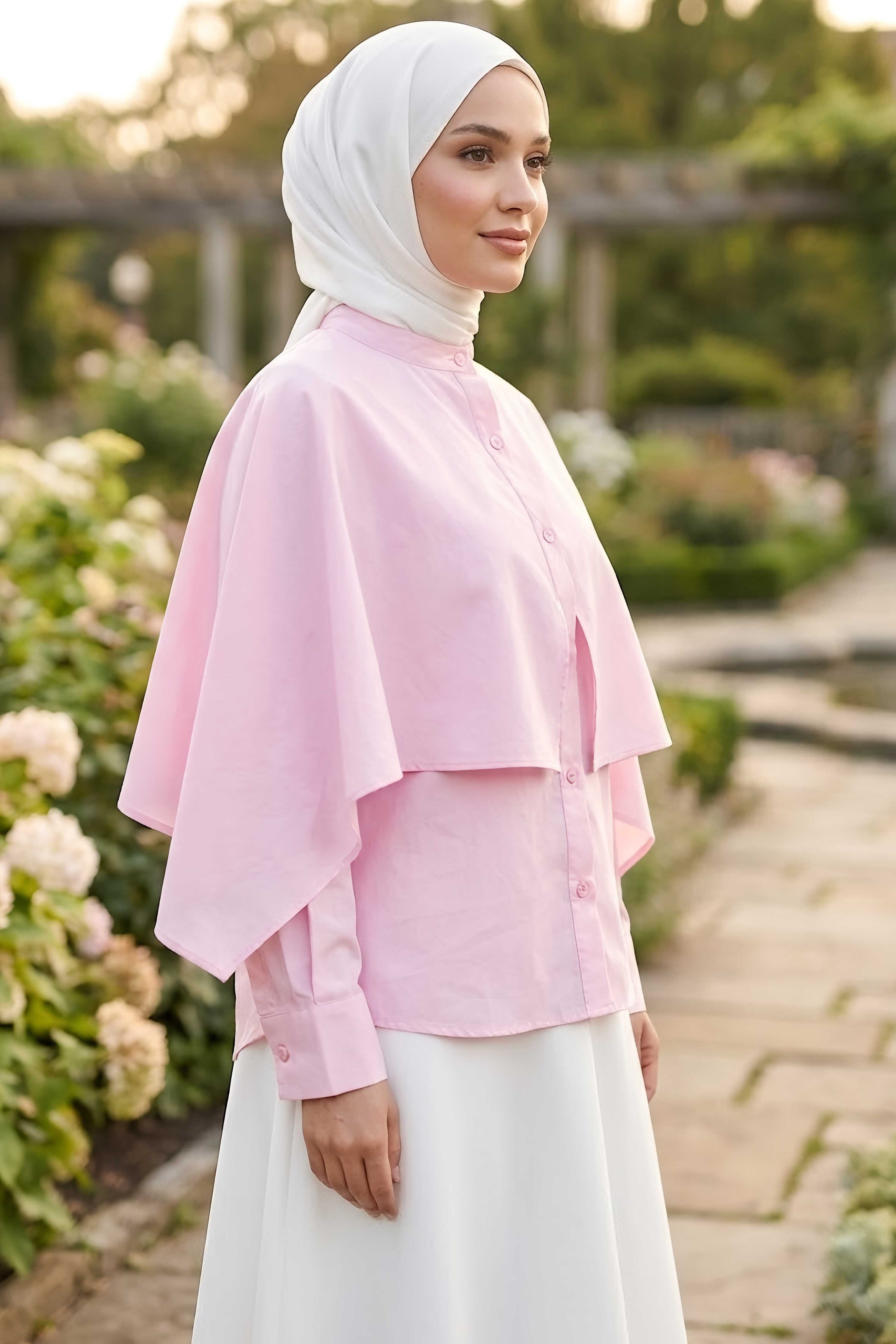 Pelerinli Gömlek Pembe - 28722-PEMBE - 1