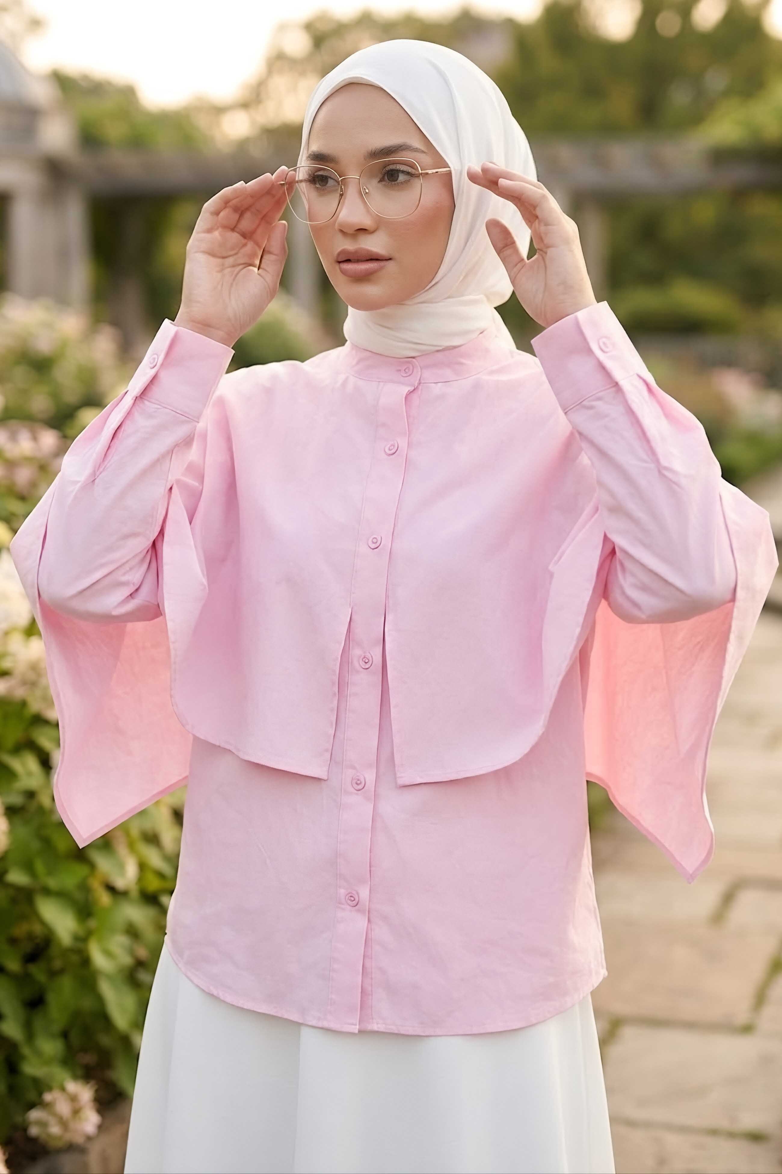 Pelerinli Gömlek Pembe - 28722-PEMBE - 2
