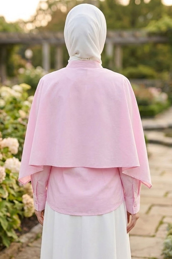 Pelerinli Gömlek Pembe - 28722-PEMBE - 3