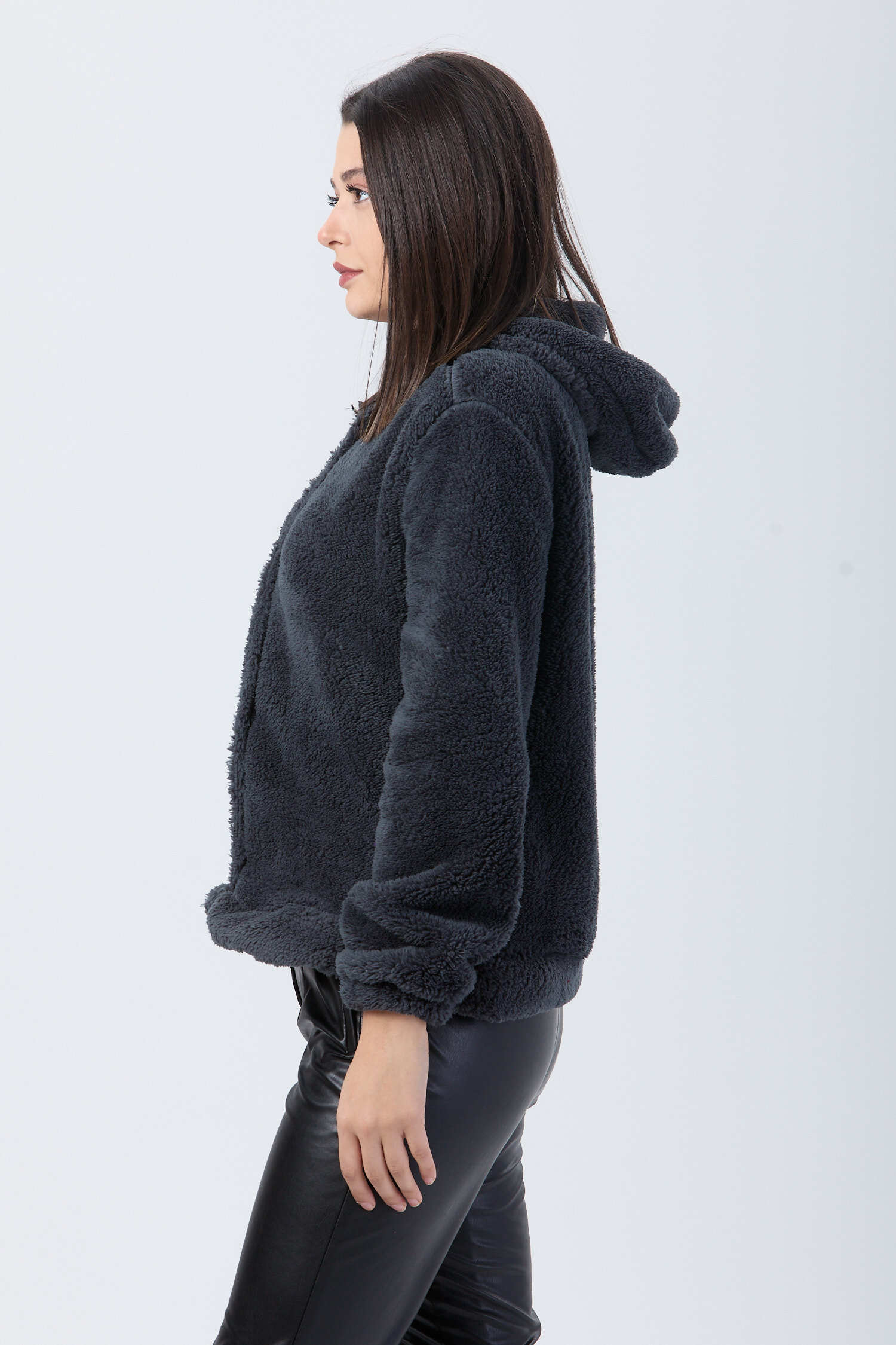 Peluş Ceket - 27822-ANTRASIT - 3
