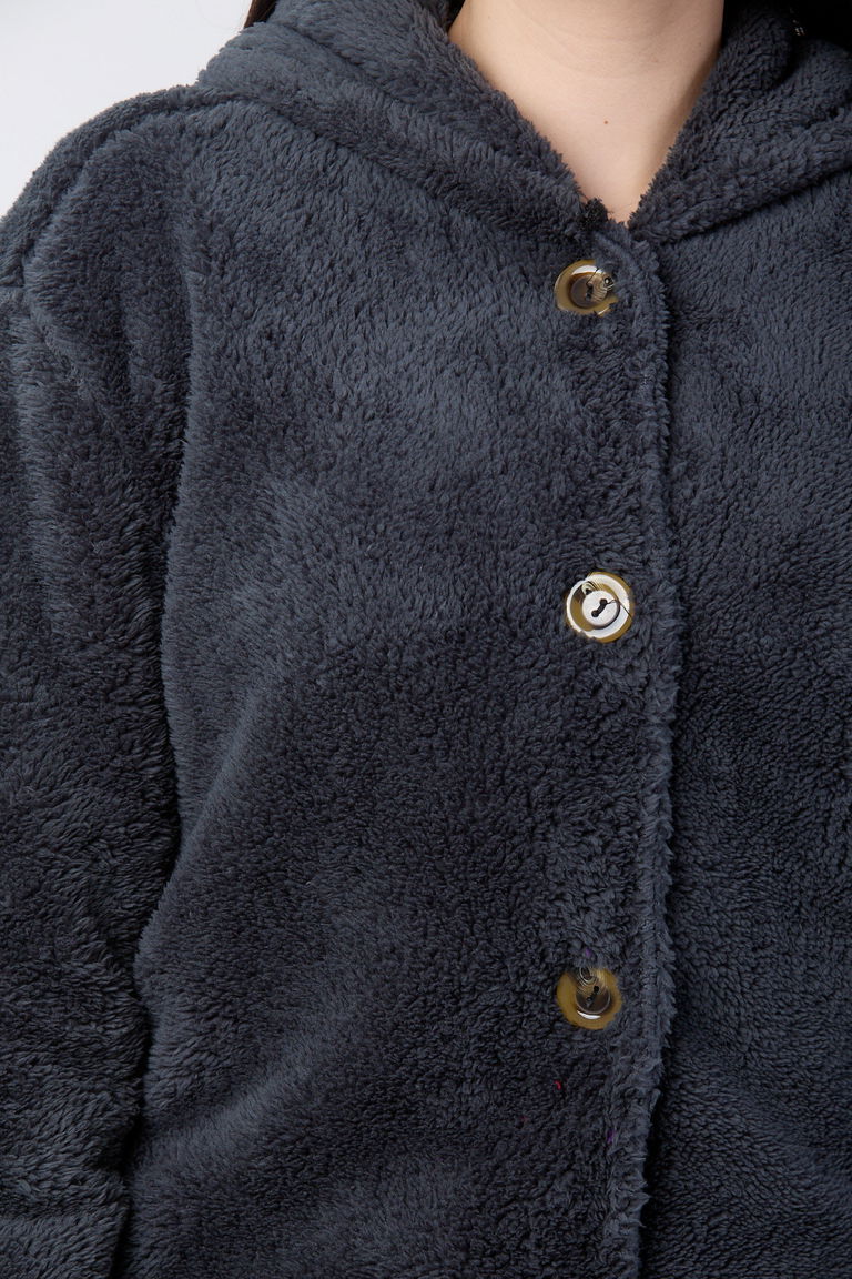 Peluş Ceket - 27822-ANTRASIT - TOFİSA