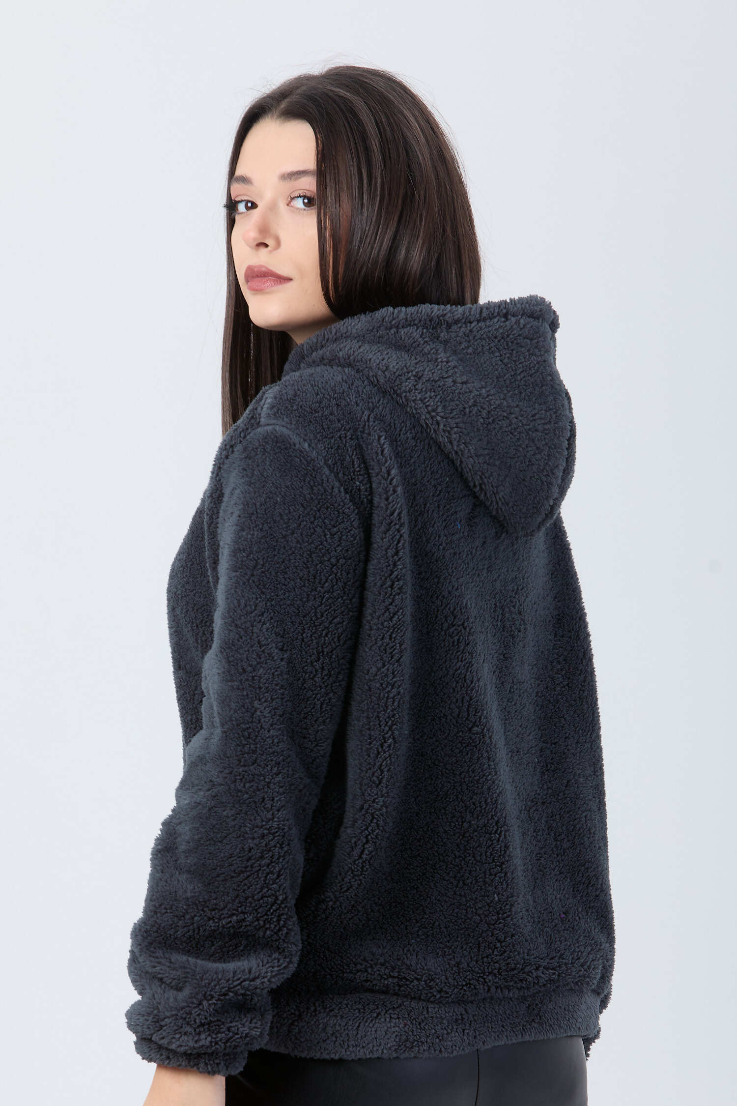 Peluş Ceket - 27822-ANTRASIT - 6