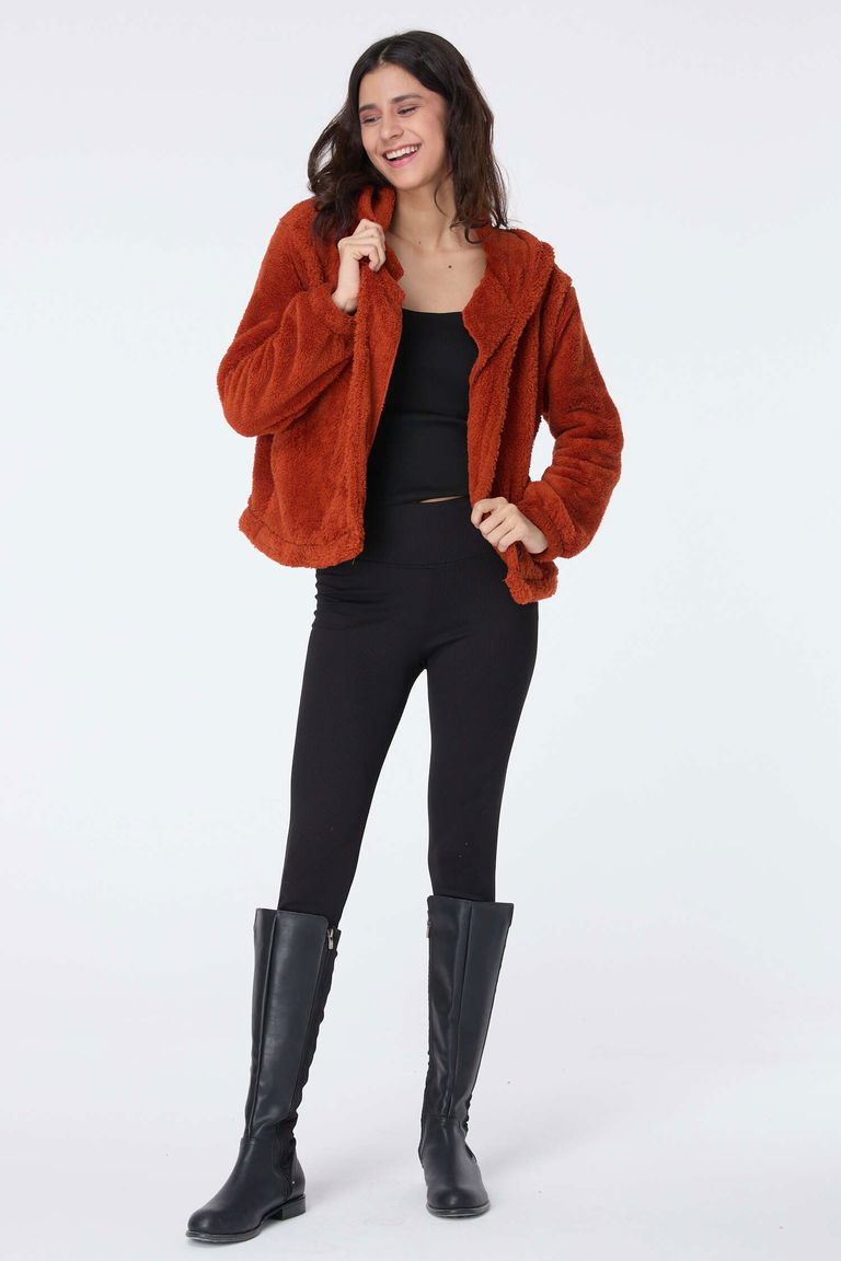 Peluş Ceket - 27822-KIREMIT - TOFİSA
