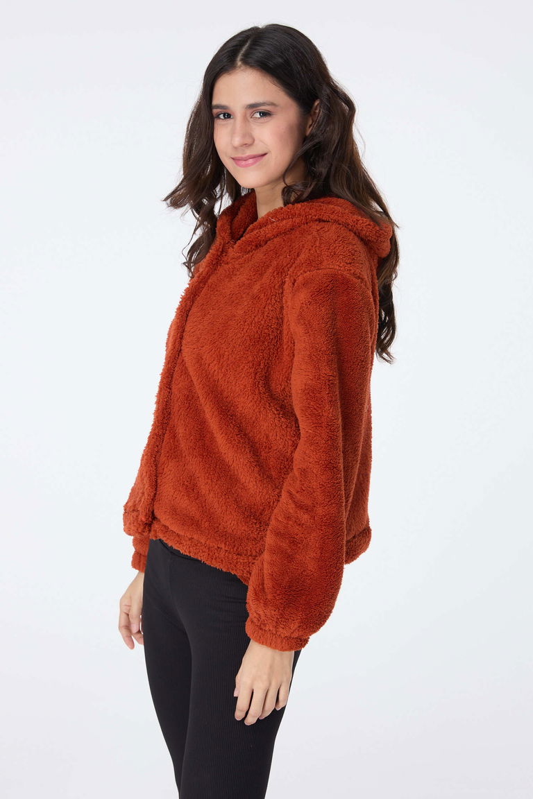 Peluş Ceket - 27822-KIREMIT - TOFİSA