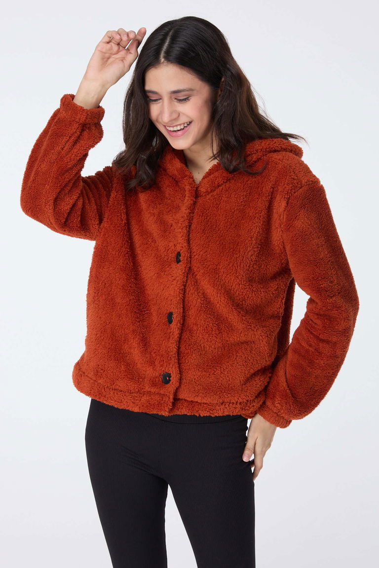 Peluş Ceket - 27822-KIREMIT - TOFİSA