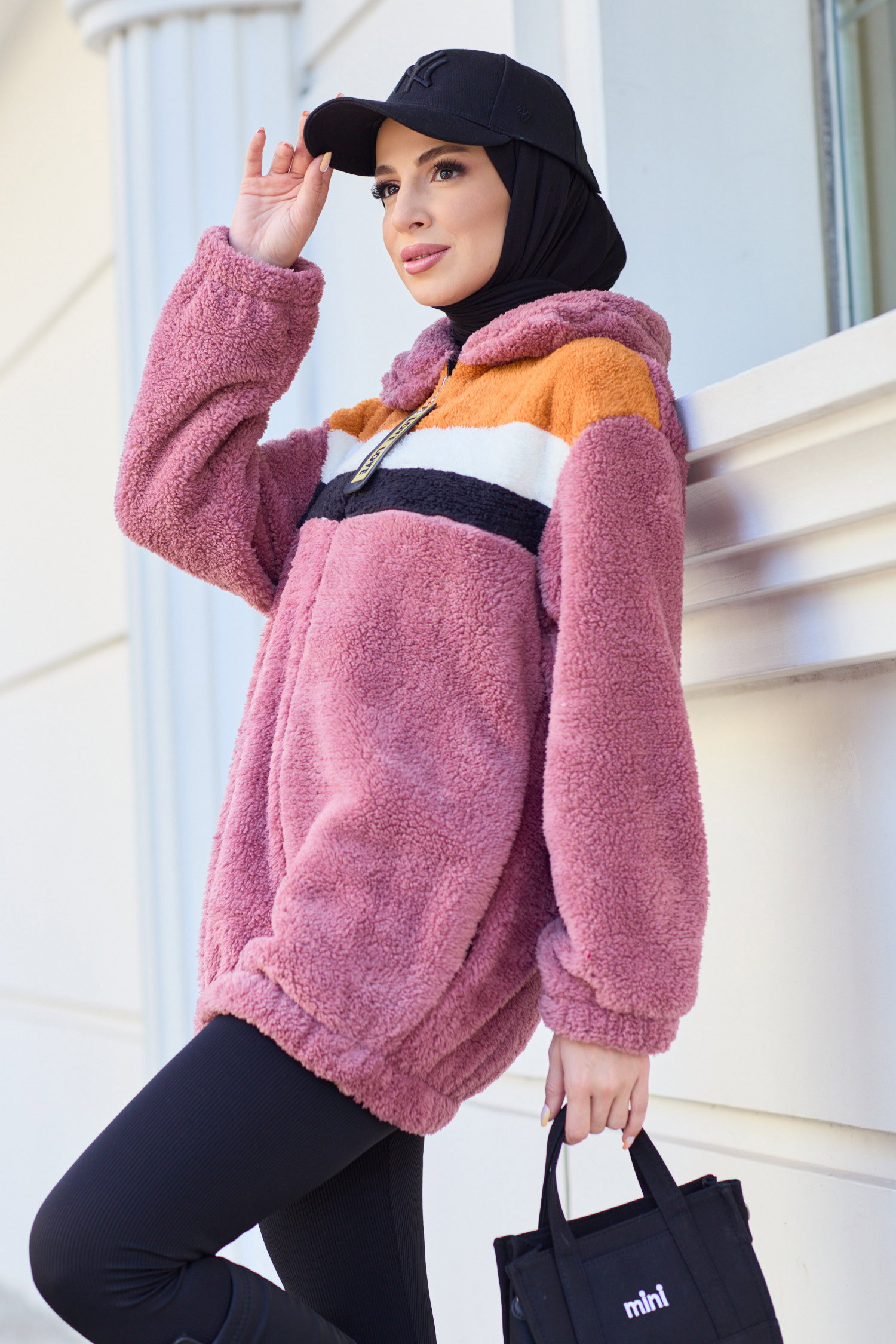Peluş Hırka - 13104-GUL-KURUSU - 9