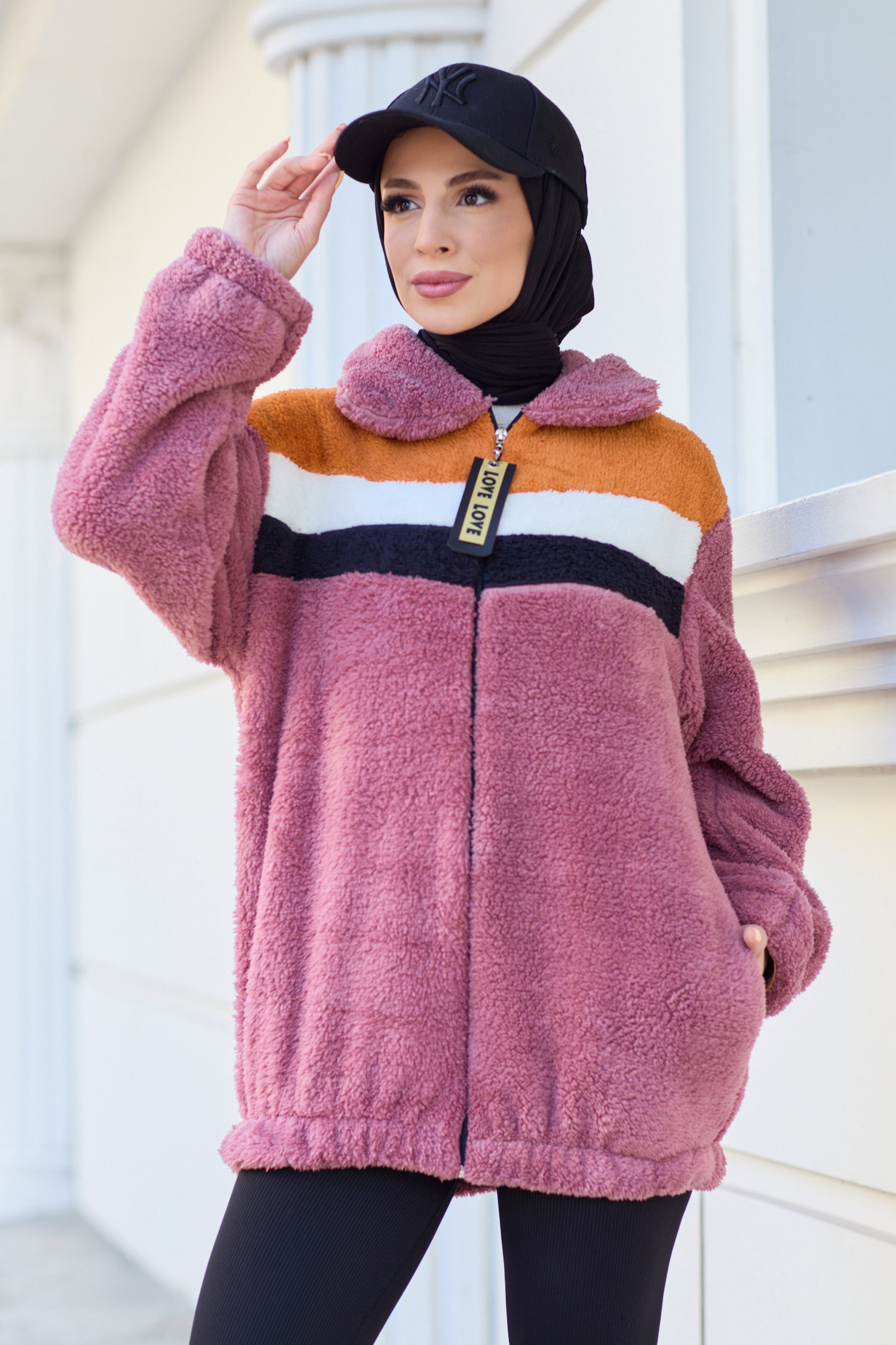 Peluş Hırka - 13104-GUL-KURUSU - 1