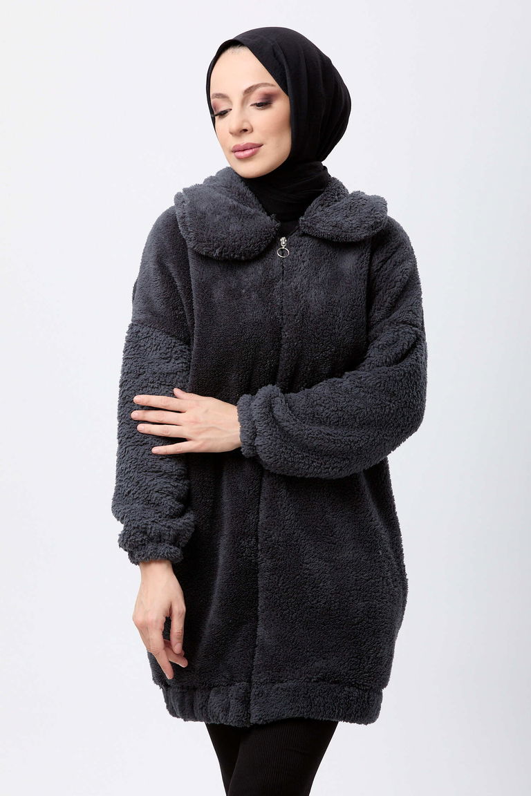 Peluş Mont - 13009-ANTRASIT - TOFİSA