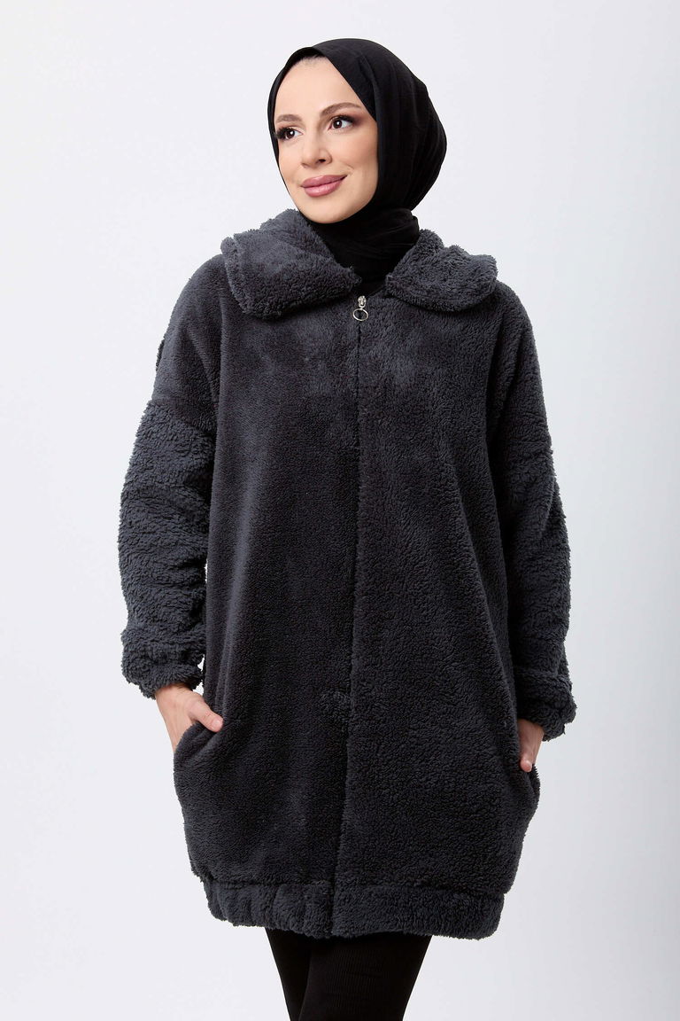 Peluş Mont - 13009-ANTRASIT - TOFİSA