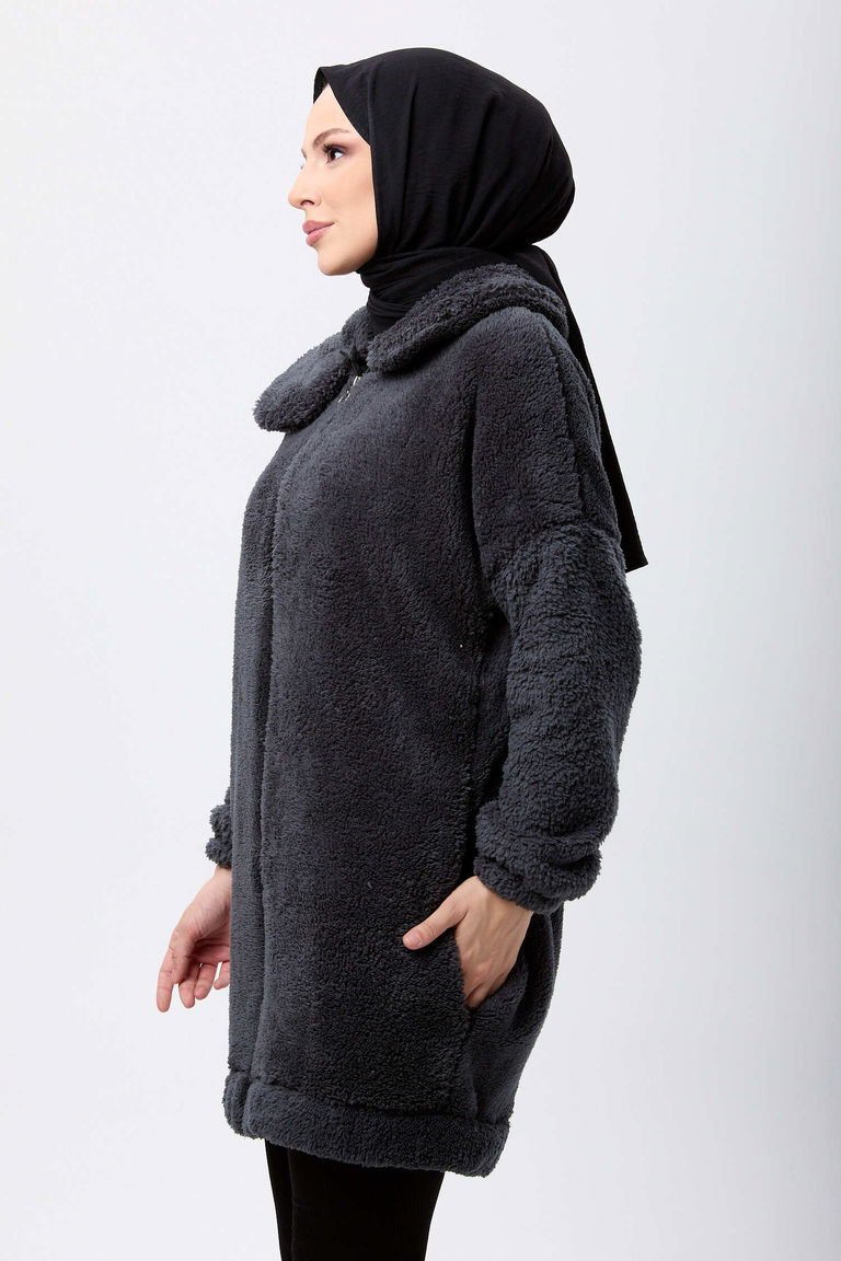 Peluş Mont - 13009-ANTRASIT - TOFİSA