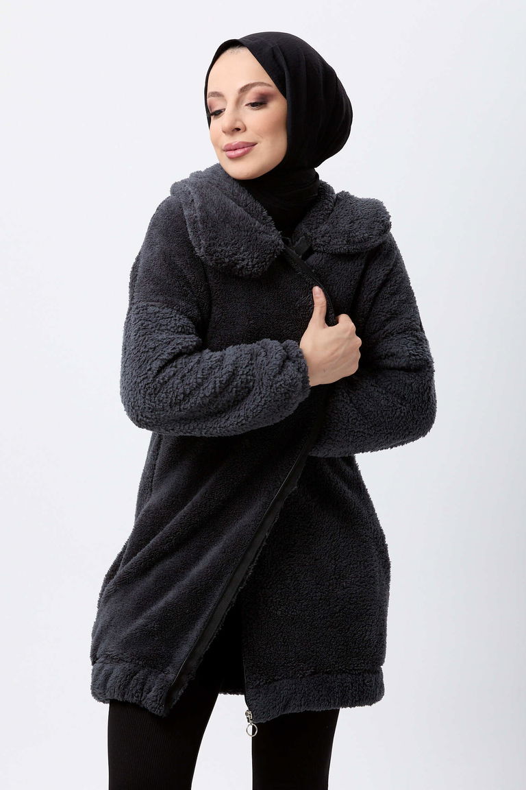 Peluş Mont - 13009-ANTRASIT - TOFİSA