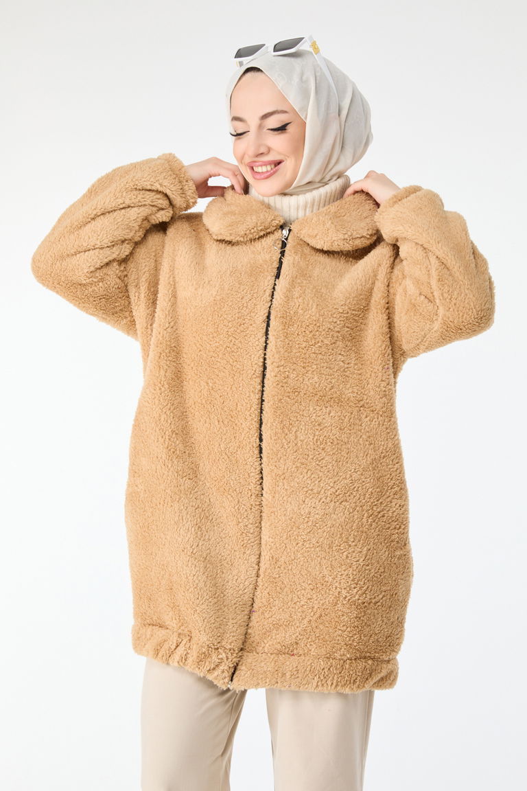 Peluş Mont - 13009-BEJ - TOFİSA