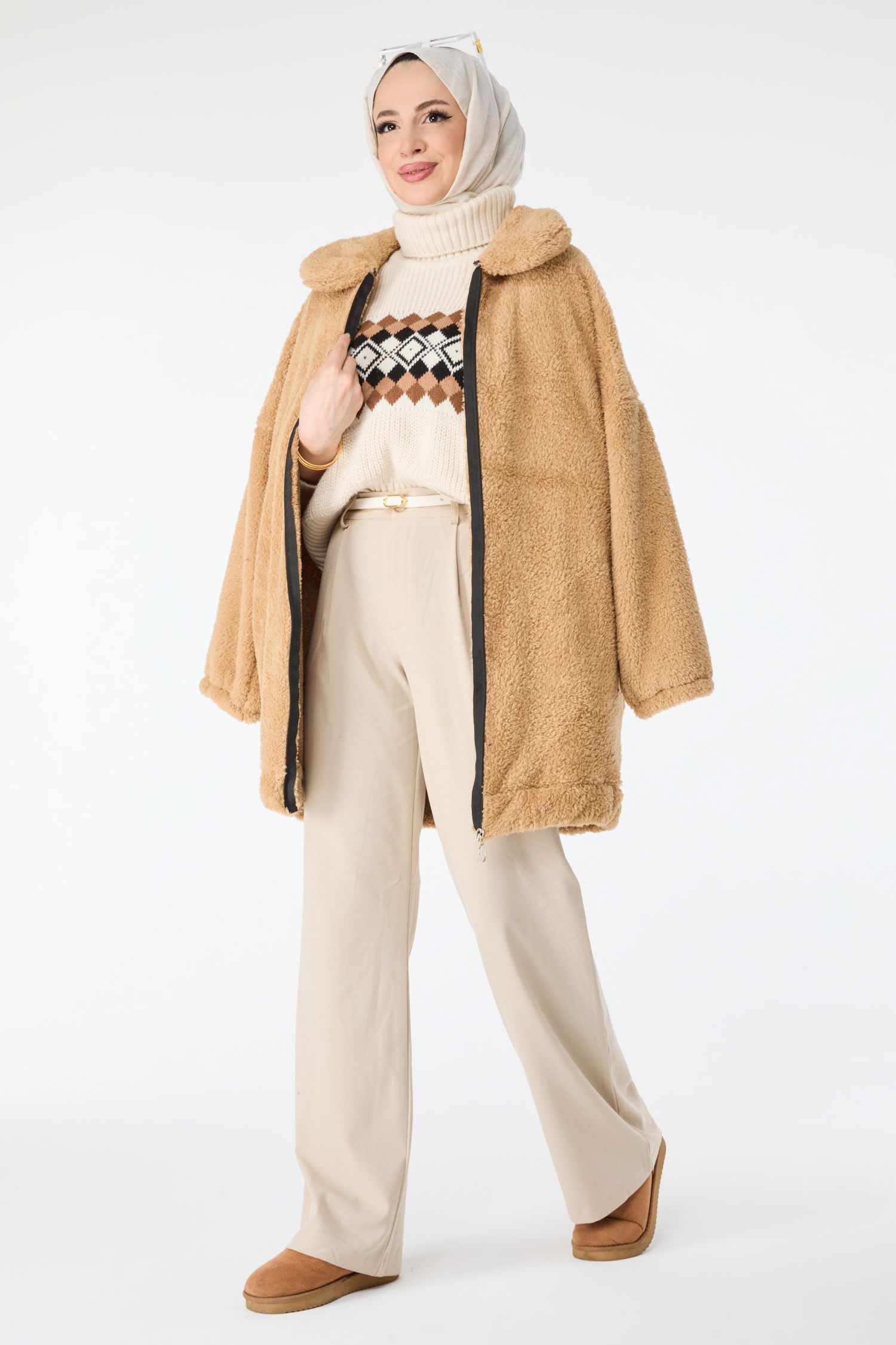 Peluş Mont - 13009-BEJ - 2