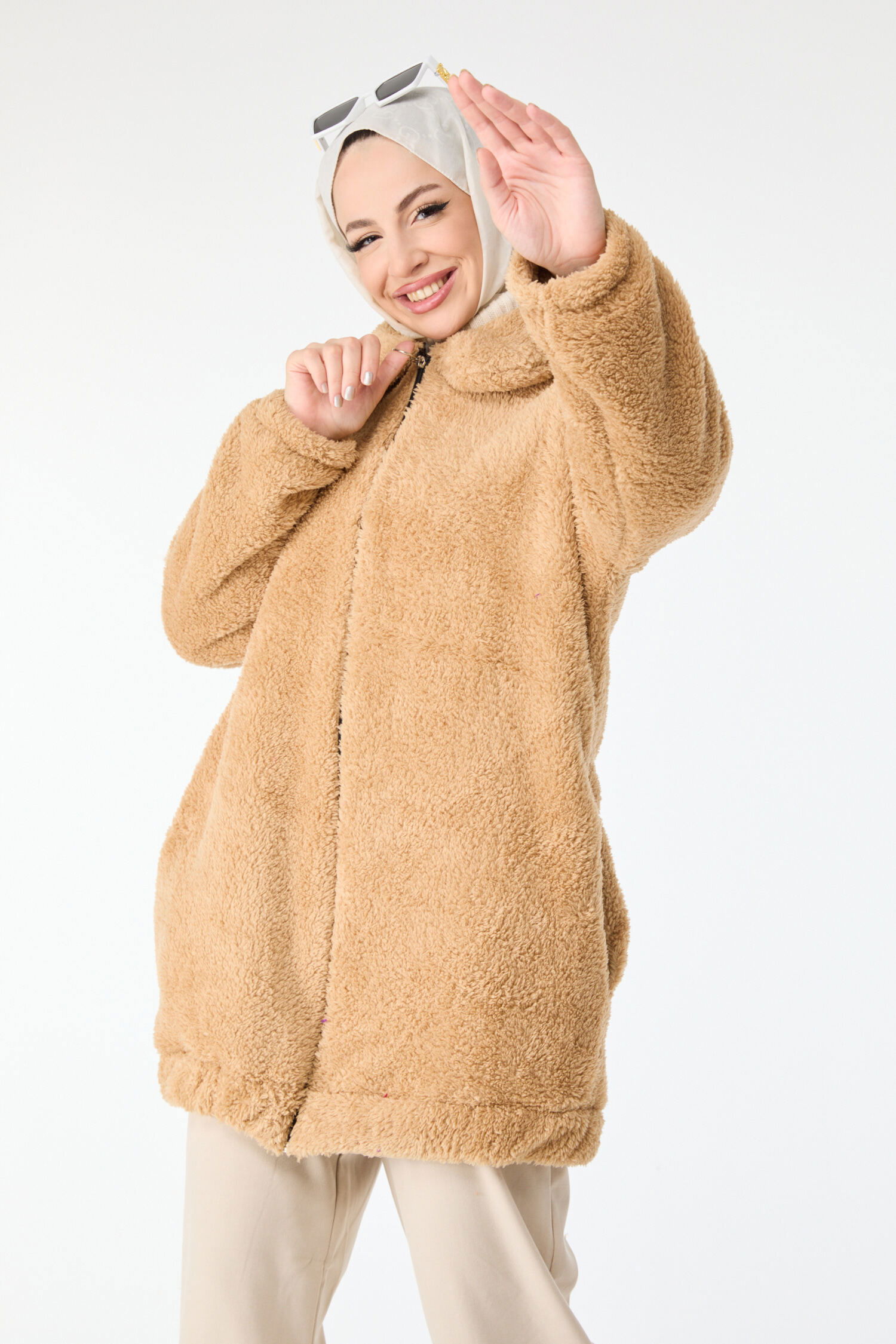 Peluş Mont - 13009-BEJ - 4