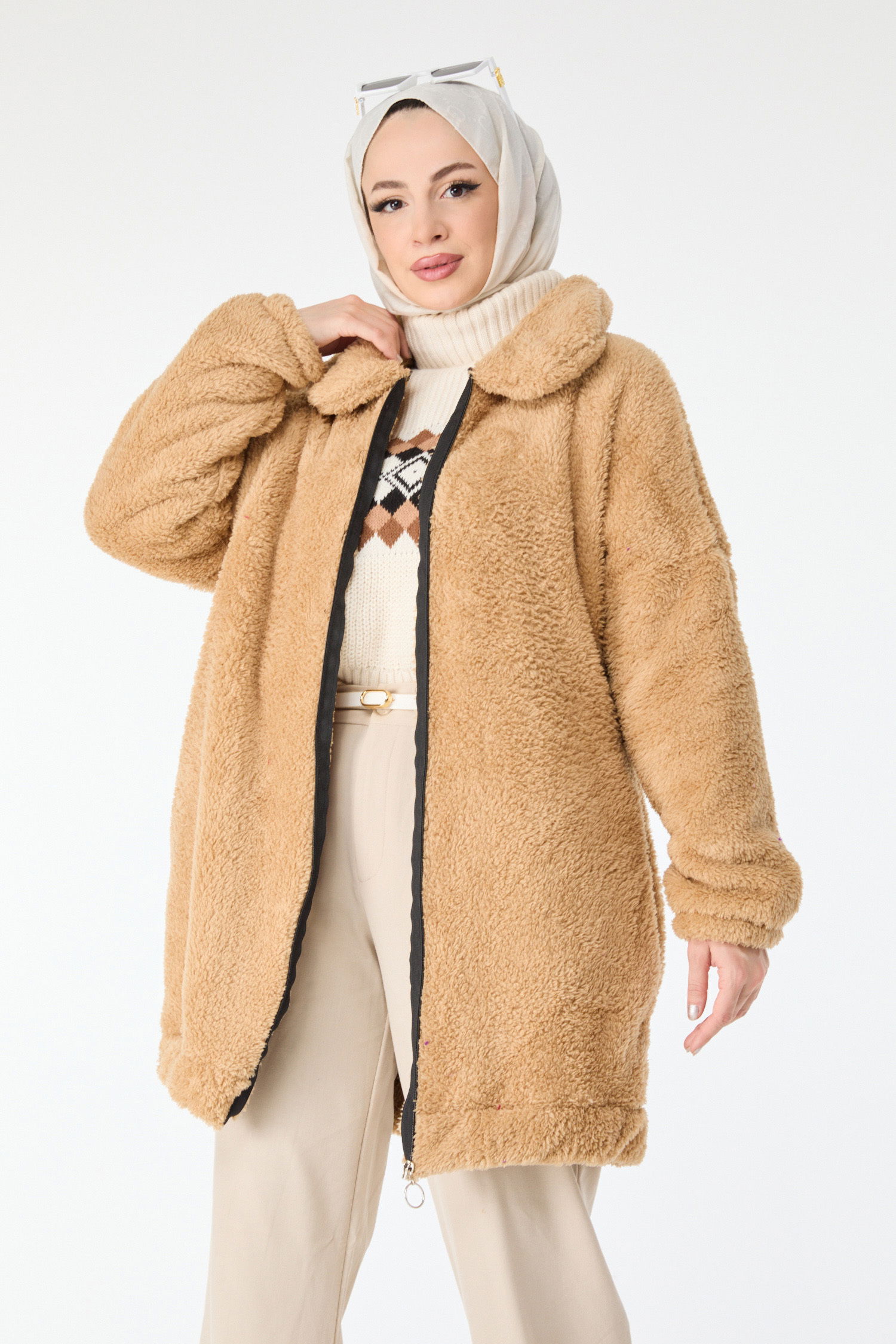 Peluş Mont - 13009-BEJ - 5