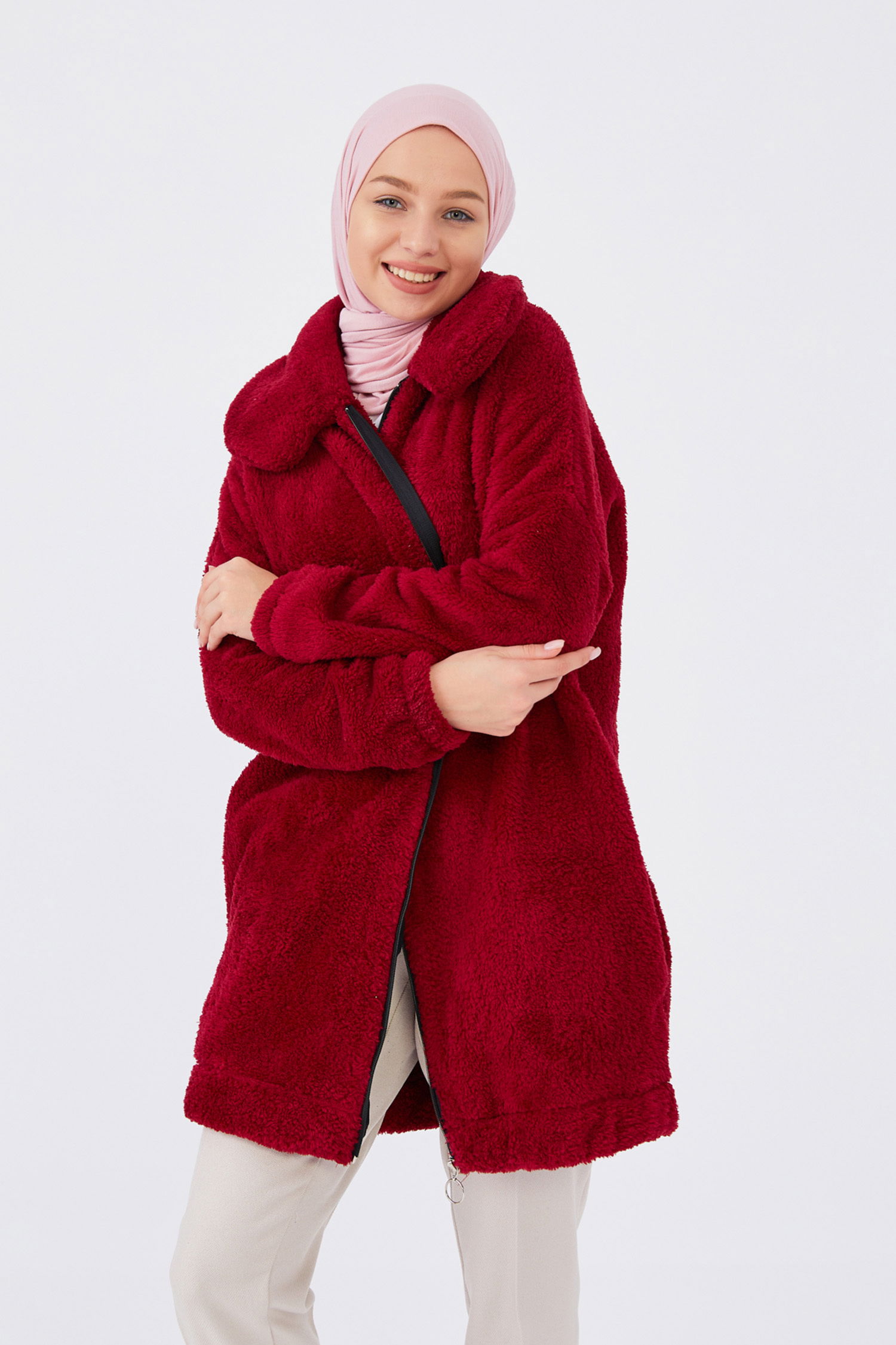 Peluş Mont - 13009-BORDO - 6