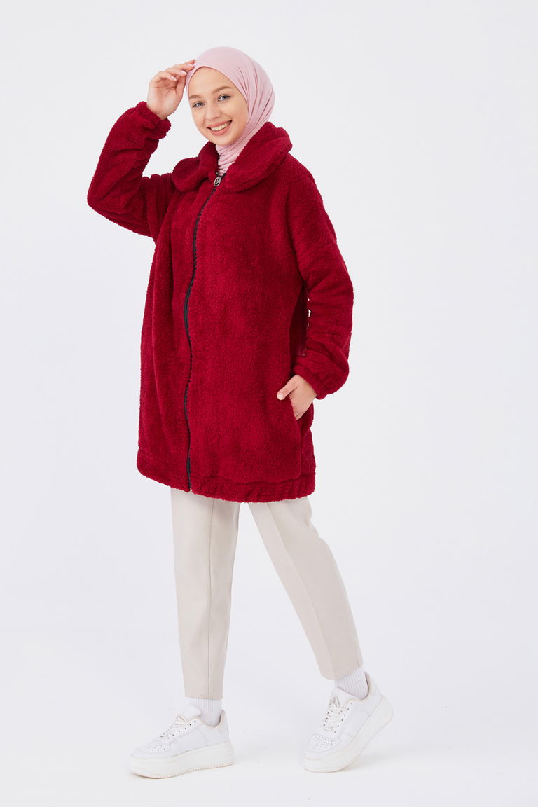 Peluş Mont - 13009-BORDO - TOFİSA