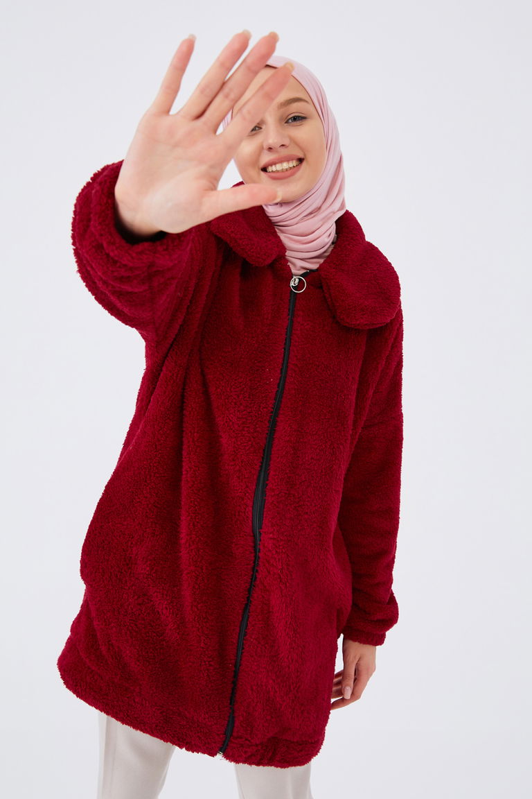 Peluş Mont - 13009-BORDO - TOFİSA