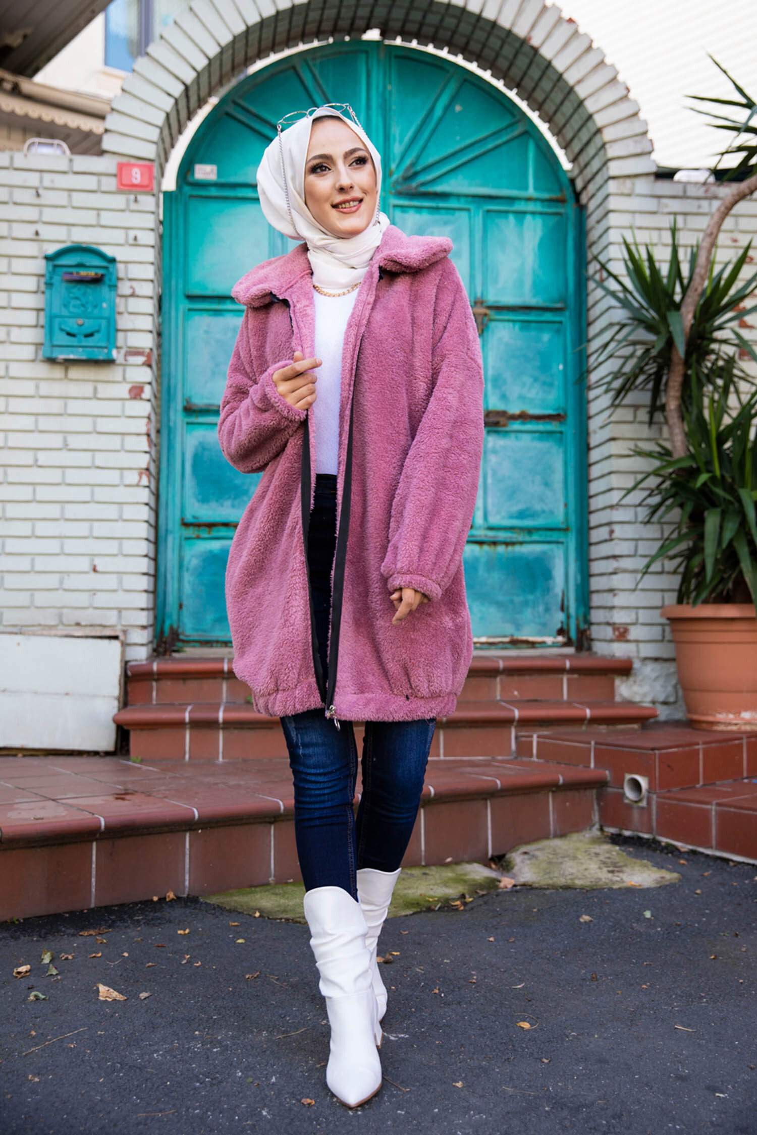 Peluş Mont - 13009-GUL-KURUSU - 1
