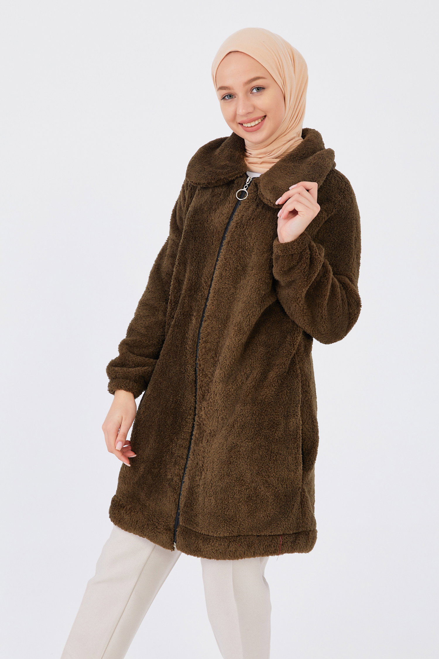 Peluş Mont - 13009-HAKI - 8