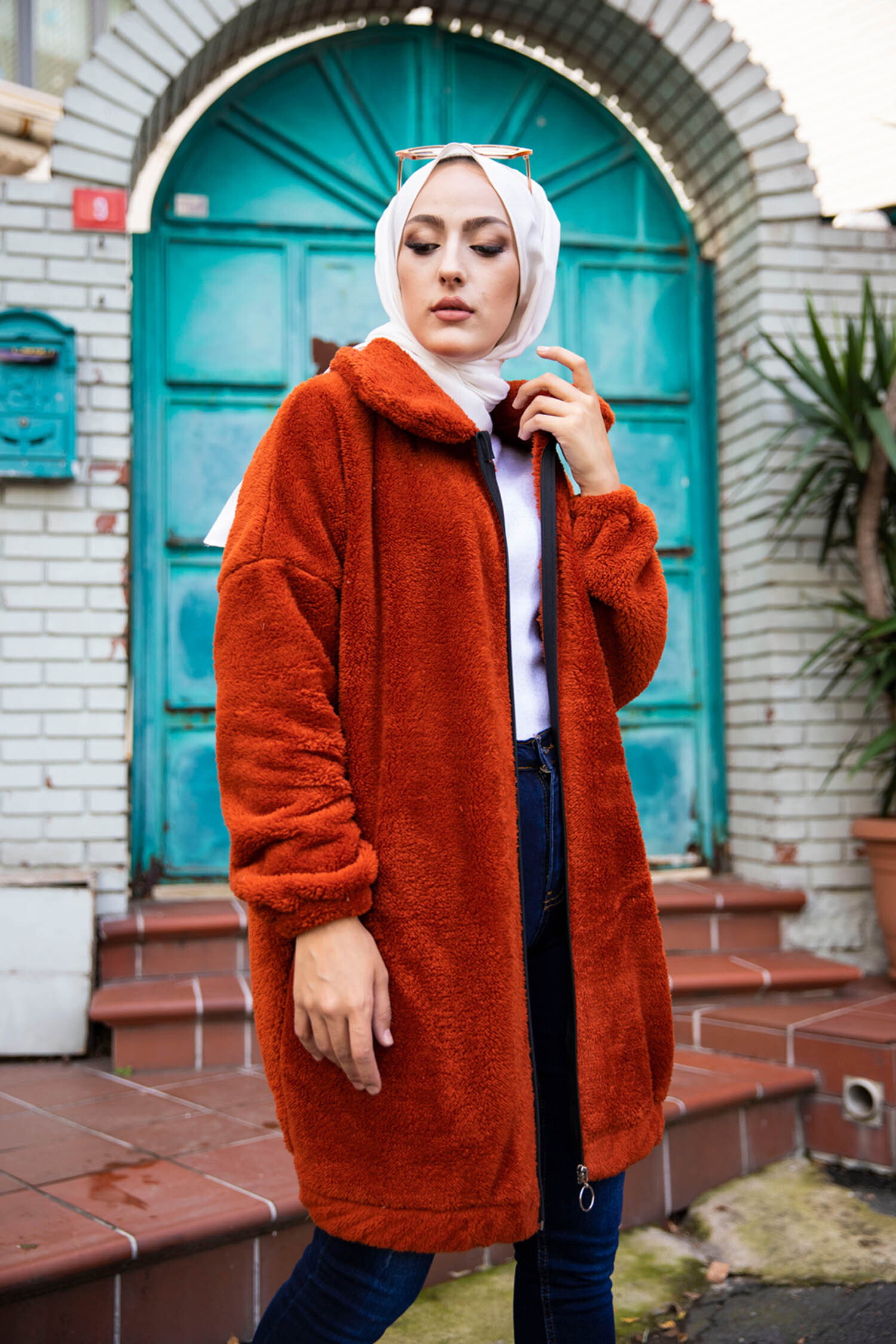 Peluş Mont - 13009-KIREMIT - 5