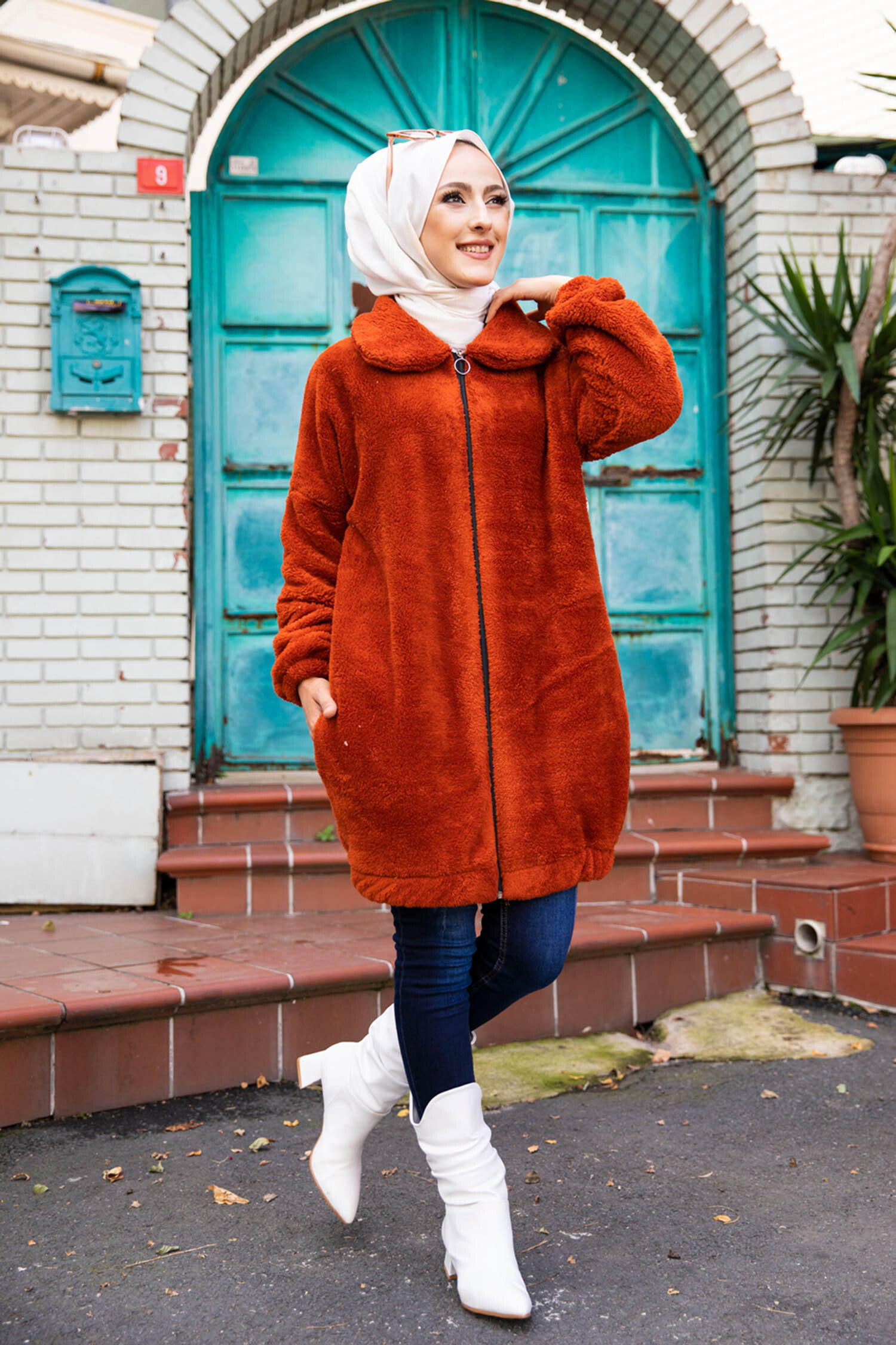 Peluş Mont - 13009-KIREMIT - 7