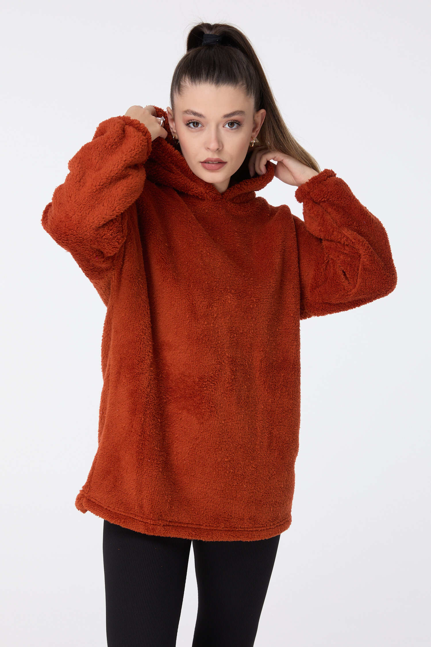 Peluş Sweat - 13049-KIREMIT - 1
