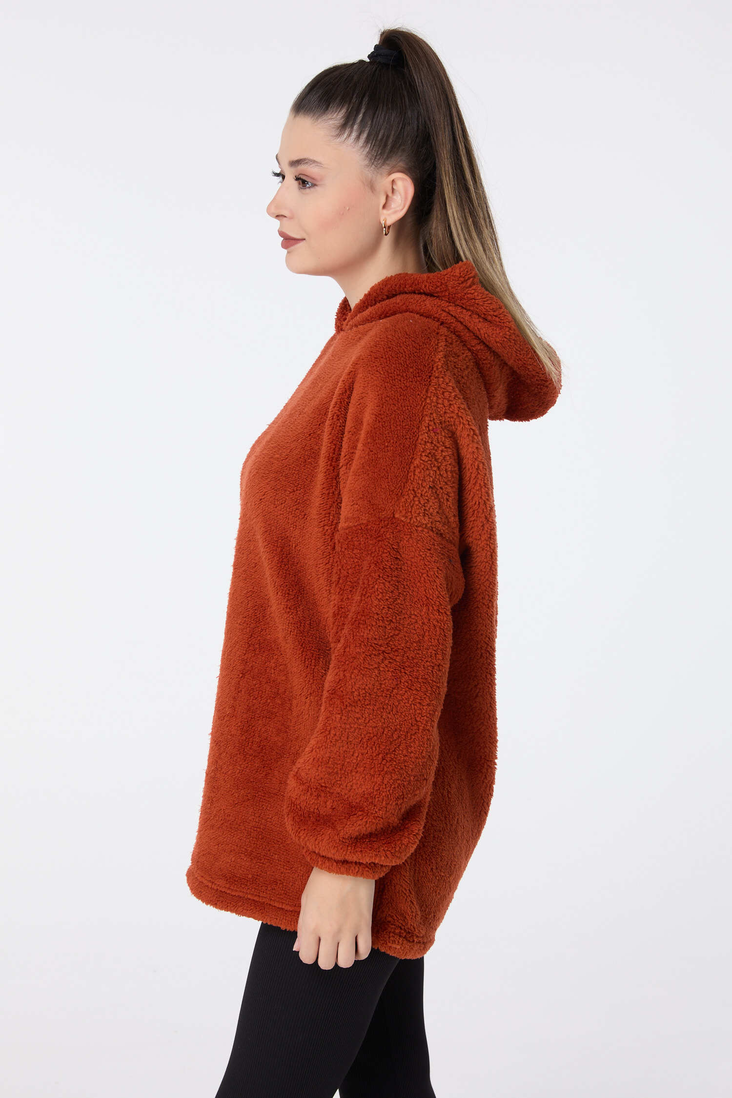 Peluş Sweat - 13049-KIREMIT - 3