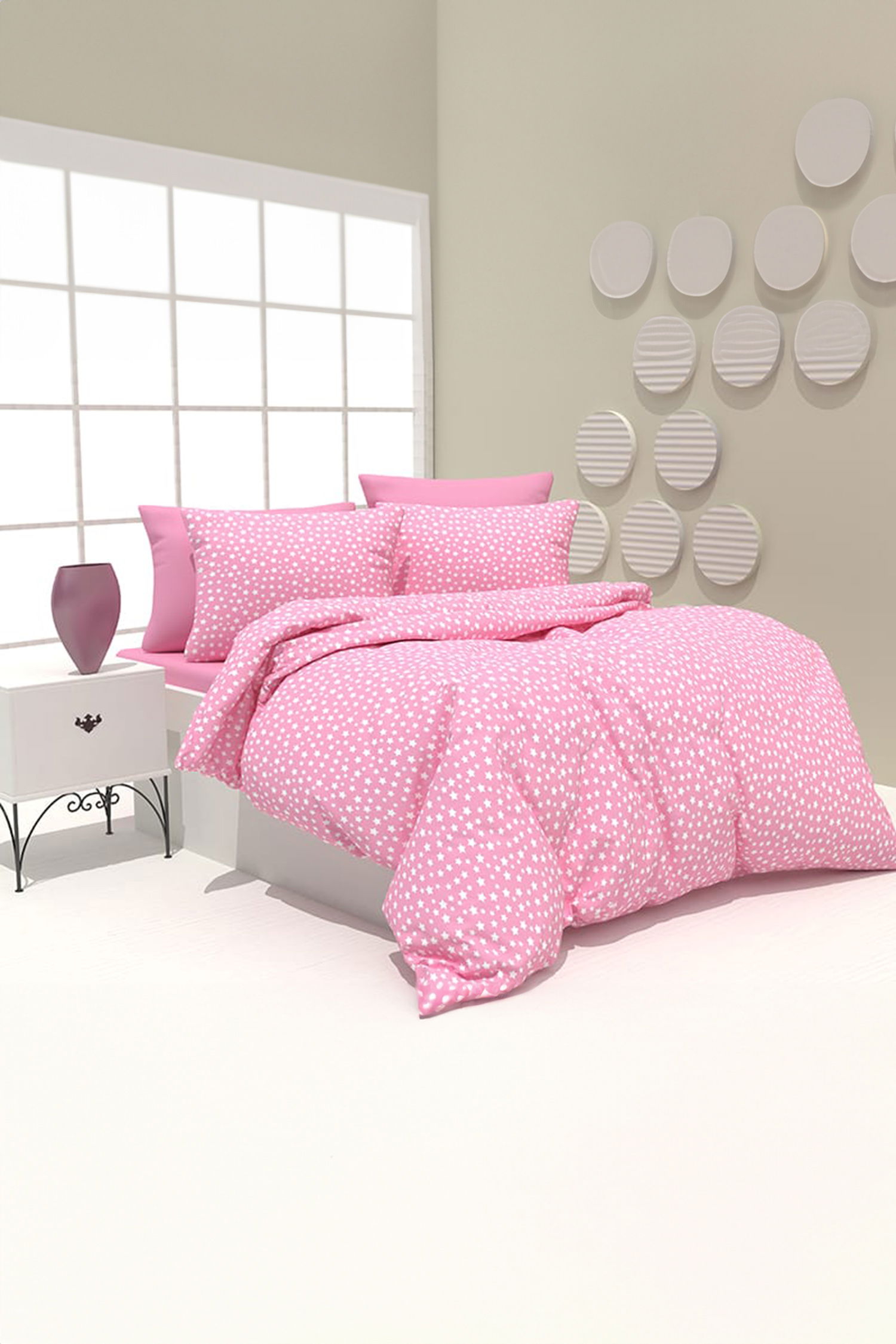 Pembe Tek Kişilik Nevresim Seti - 50018 - 1