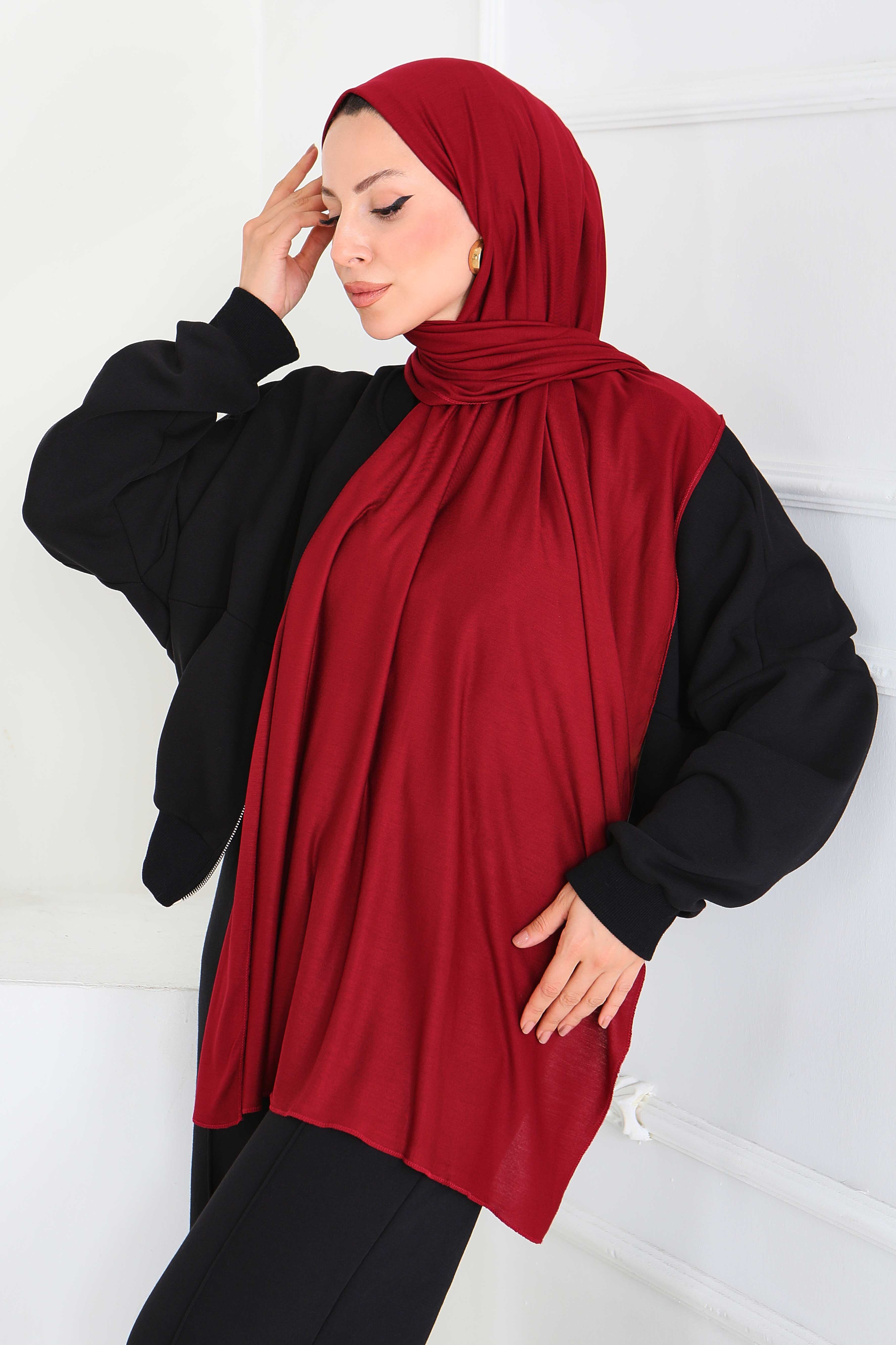 Penye Şal - 27854-BORDO - 3