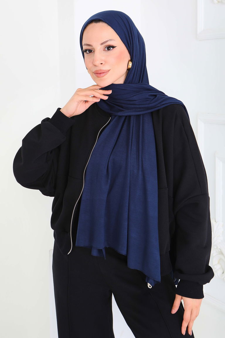 Penye Şal - 27854-LACIVERT - TOFİSA