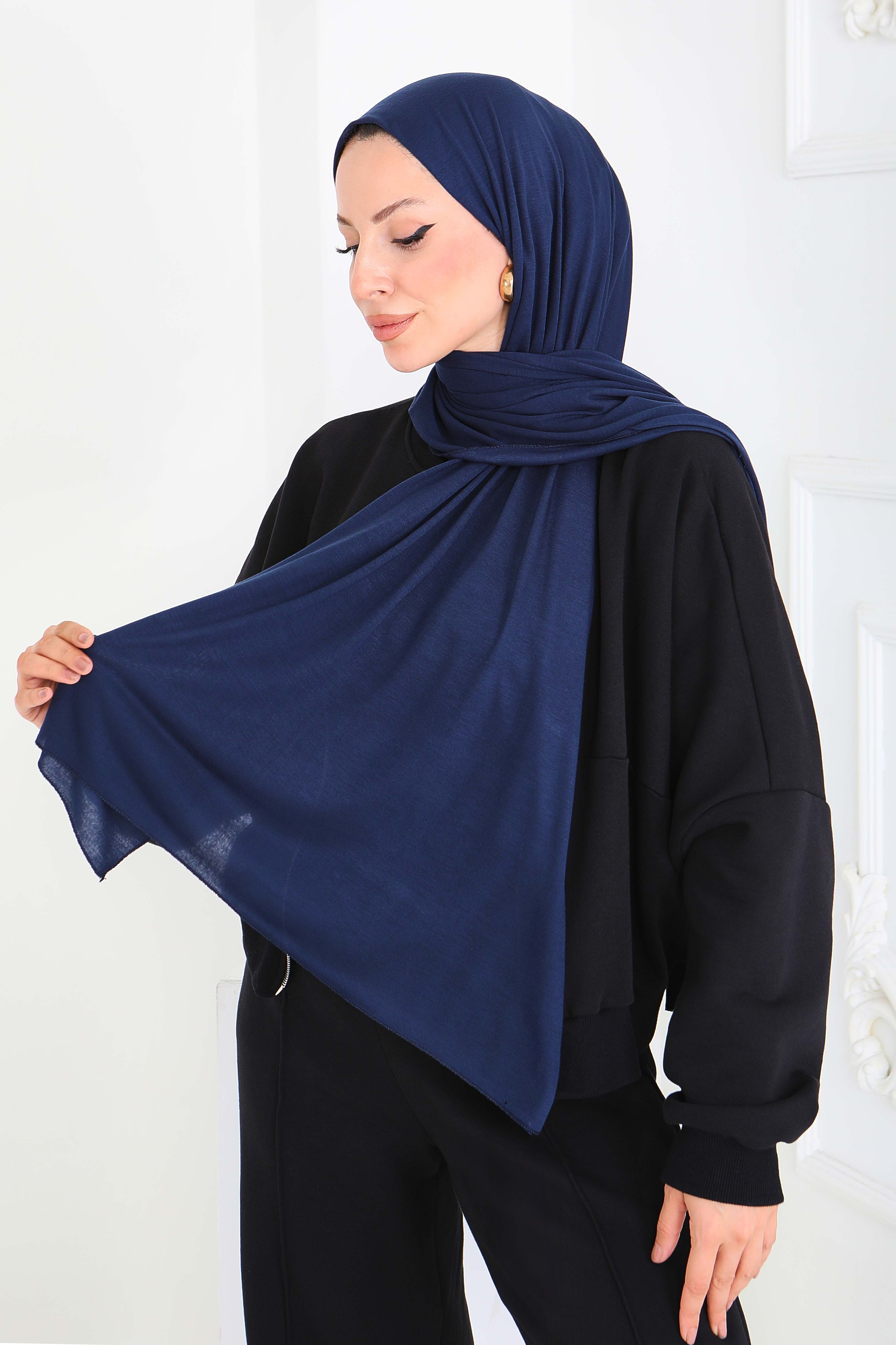 Penye Şal - 27854-LACIVERT - 2